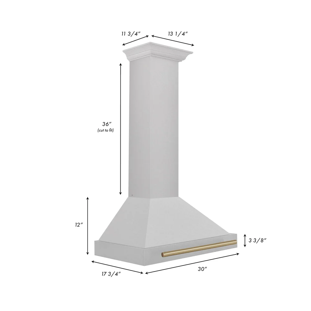 ZLINE 30 in. Autograph Edition Convertible Fingerprint Resistant Satin Stainless Steel Range Hood with Champagne Bronze Handle (KB4SNZ-30-CB) - Image 6