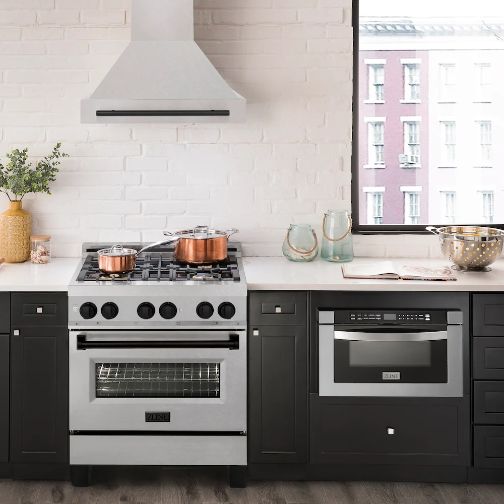 ZLINE Autograph Edition 30" Fingerprint Resistant Stainless Steel Range Hood with Matte Black Handle (8654SNZ-30-MB) - Image 2