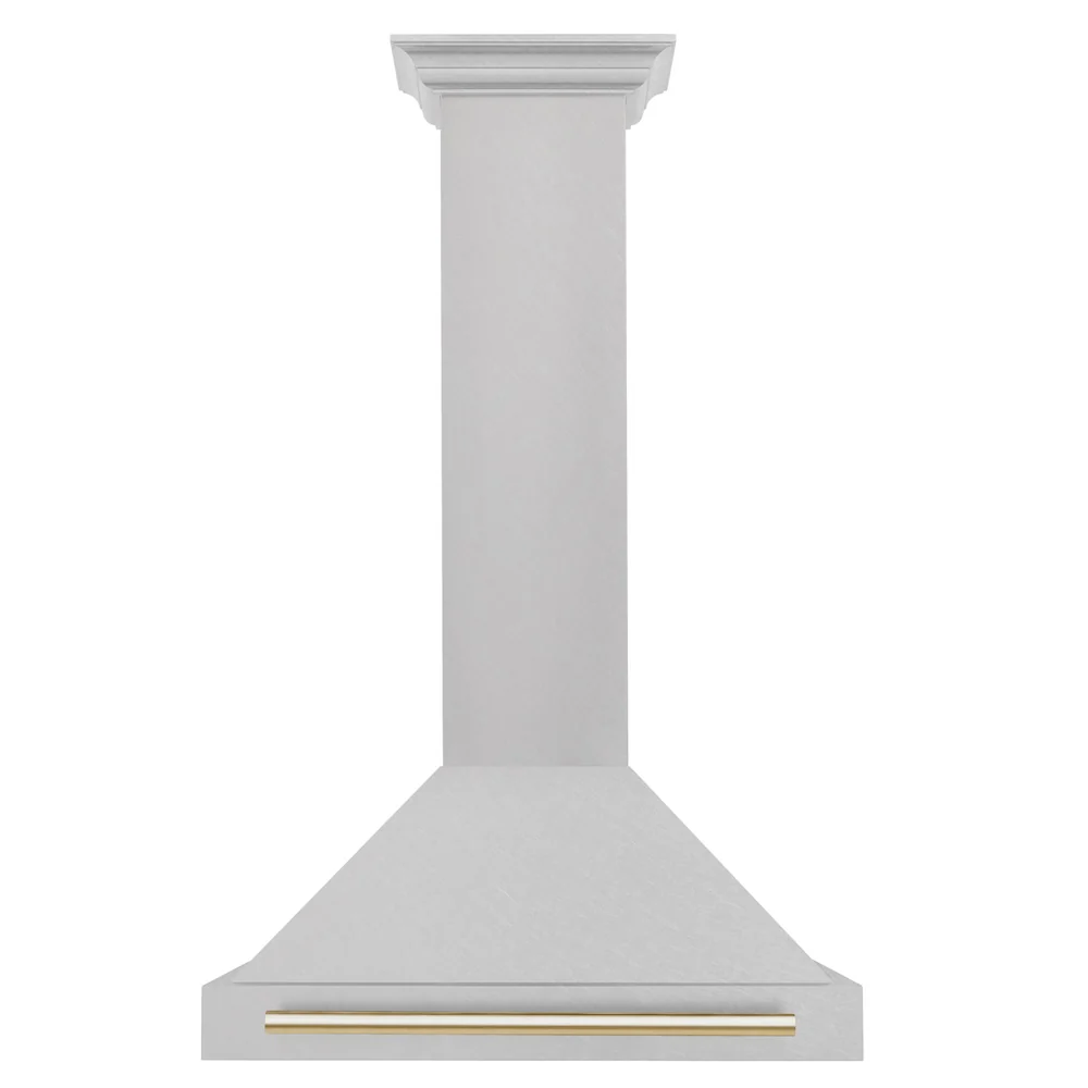 ZLINE 30 in. Autograph Edition Convertible Fingerprint Resistant Satin Stainless Steel Range Hood with Polished Gold Handle (KB4SNZ-30-G) - Image 3