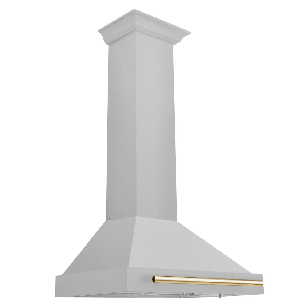 ZLINE 30 in. Autograph Edition Convertible Fingerprint Resistant Satin Stainless Steel Range Hood with Polished Gold Handle (KB4SNZ-30-G) - Image 4
