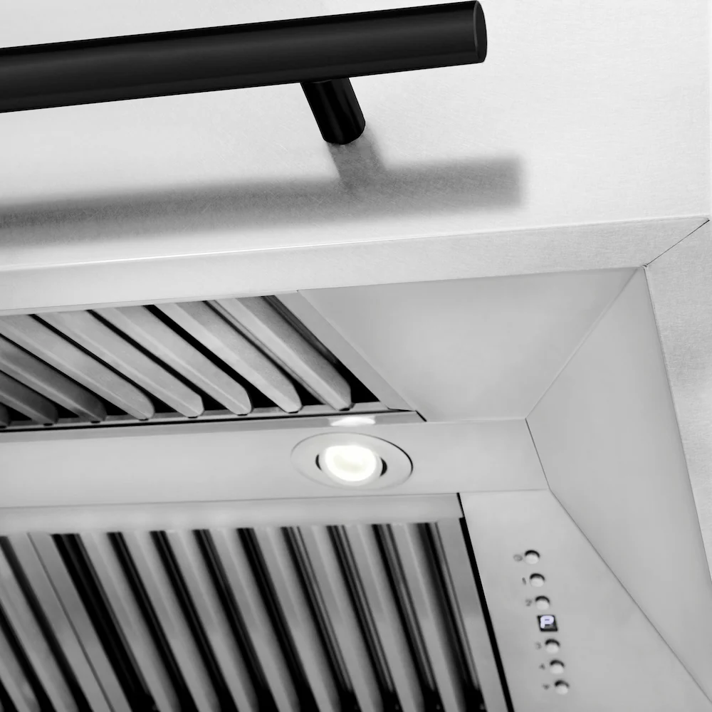 ZLINE Autograph Edition 30 in. Satin Stainless Steel Wall Mount Range Hood with White Matte Shell and Matte Black Handle (8654SNZ-WM30-MB) - Image 6