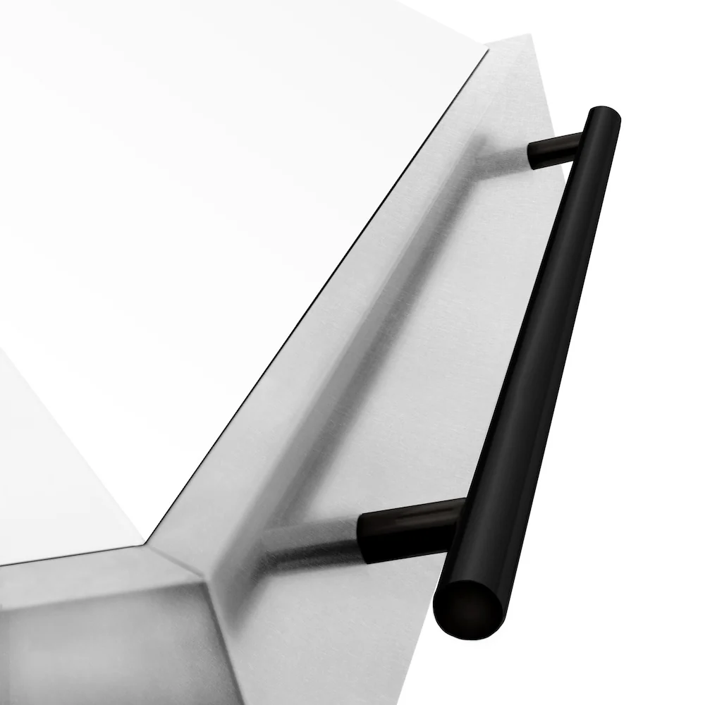 ZLINE Autograph Edition 30 in. Satin Stainless Steel Wall Mount Range Hood with White Matte Shell and Matte Black Handle (8654SNZ-WM30-MB) - Image 7