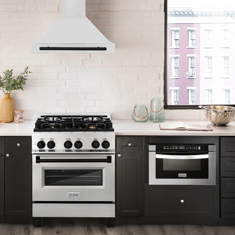 ZLINE 30 in. Autograph Edition Convertible Stainless Steel Range Hood with Stainless Steel Shell and Matte Black Accents (KB4STZ-30-MB) - Image 2