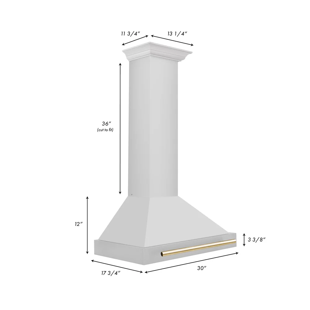 ZLINE 30 in. Autograph Edition Convertible Stainless Steel Range Hood with Stainless Steel Shell and Polished Gold Accents (KB4STZ-30-G) - Image 6