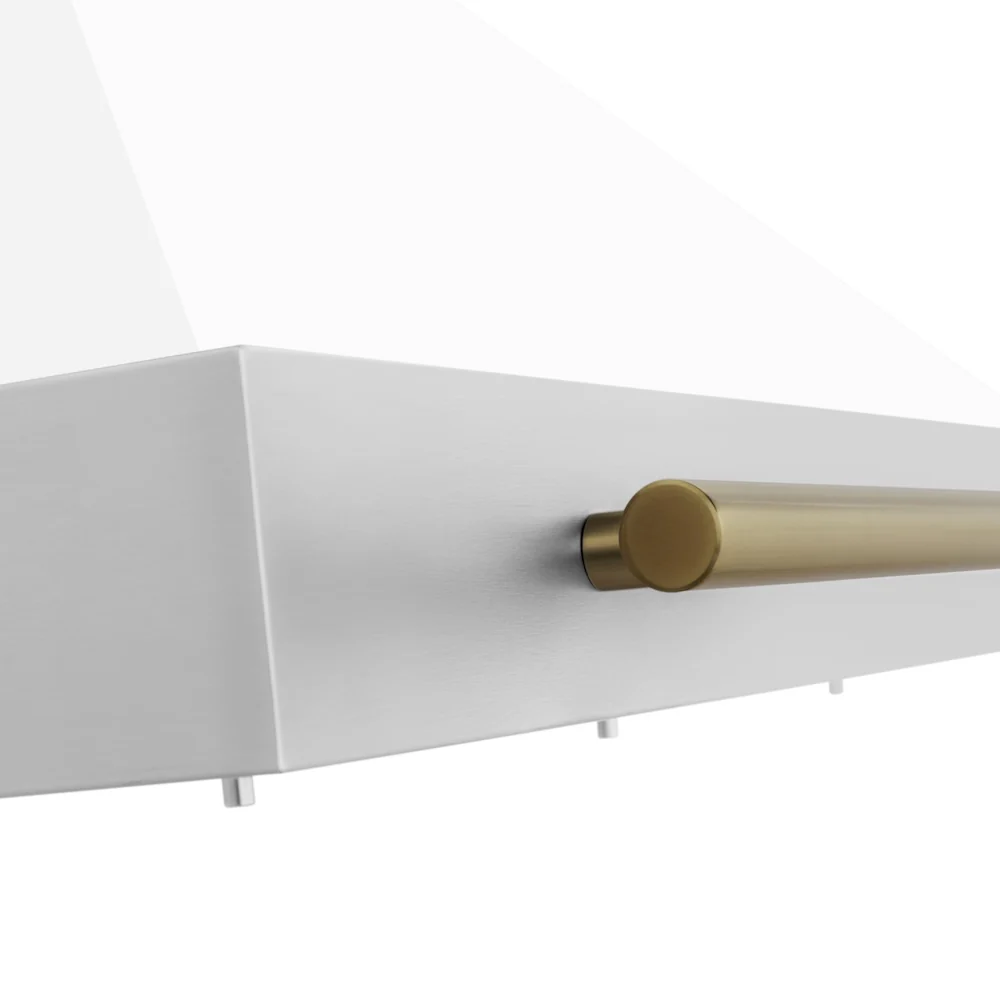 ZLINE 30 in. Autograph Edition Convertible Stainless Steel Range Hood with White Matte Shell and Champagne Bronze Accents (KB4STZ-WM30-CB) - Image 3