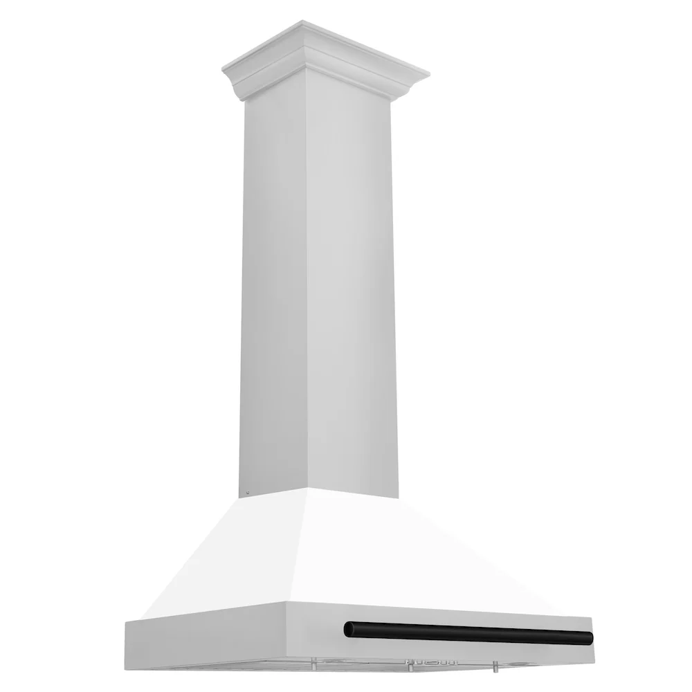 ZLINE 30 in. Autograph Edition Convertible Stainless Steel Range Hood with White Matte Shell and Matte Black Accents (KB4STZ-WM30-MB) - Image 4