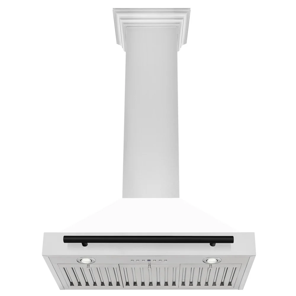 ZLINE 30 in. Autograph Edition Convertible Stainless Steel Range Hood with White Matte Shell and Matte Black Accents (KB4STZ-WM30-MB) - Image 5