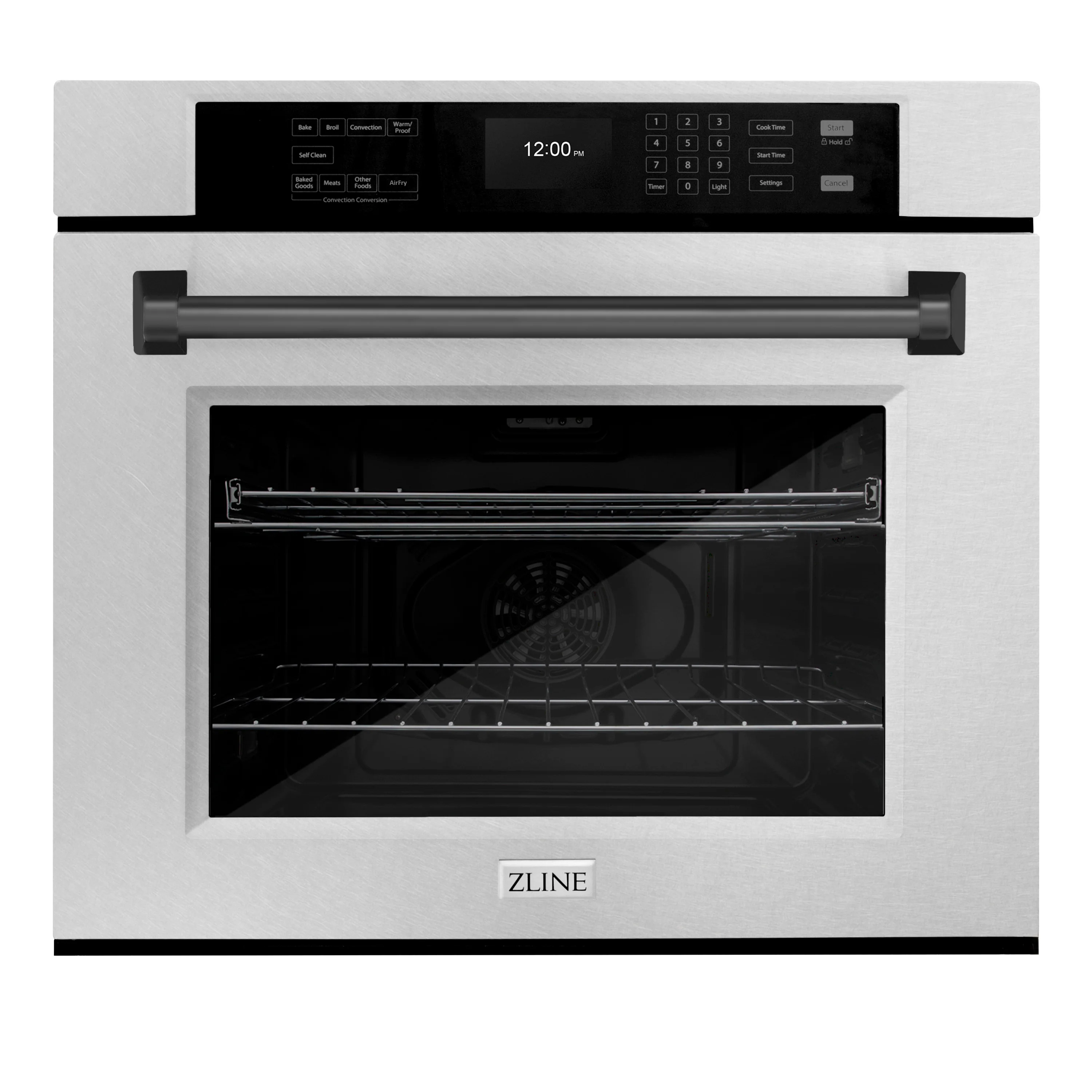 ZLINE 30 in. Autograph Edition Professional True Convection Single Wall Oven with Air Fry and Self Clean in Satin Stainless Steel with Matte Black Handle (WASSZ-30-MB) - Image 3