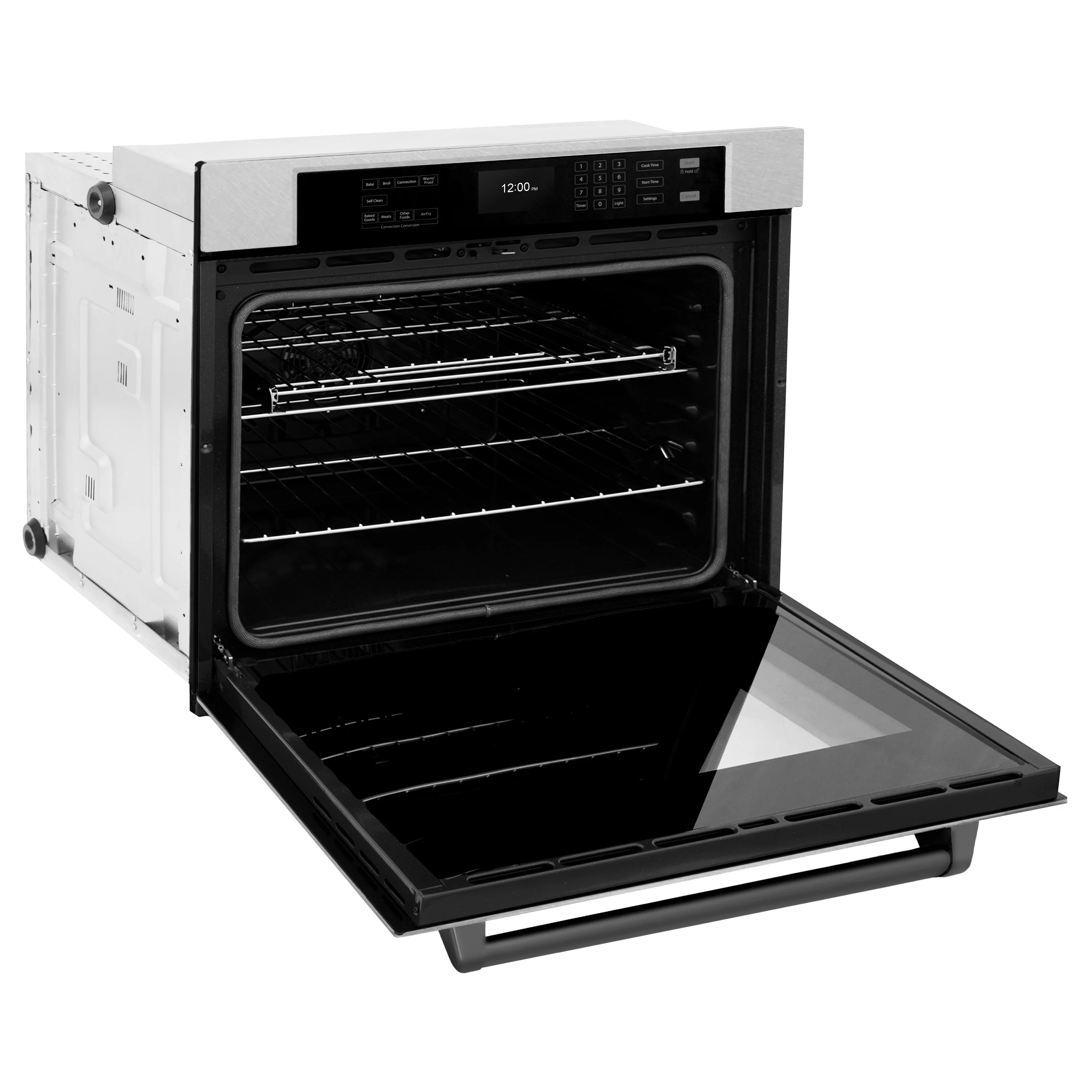 ZLINE 30 in. Autograph Edition Professional True Convection Single Wall Oven with Air Fry and Self Clean in Satin Stainless Steel with Matte Black Handle (WASSZ-30-MB) - Image 7