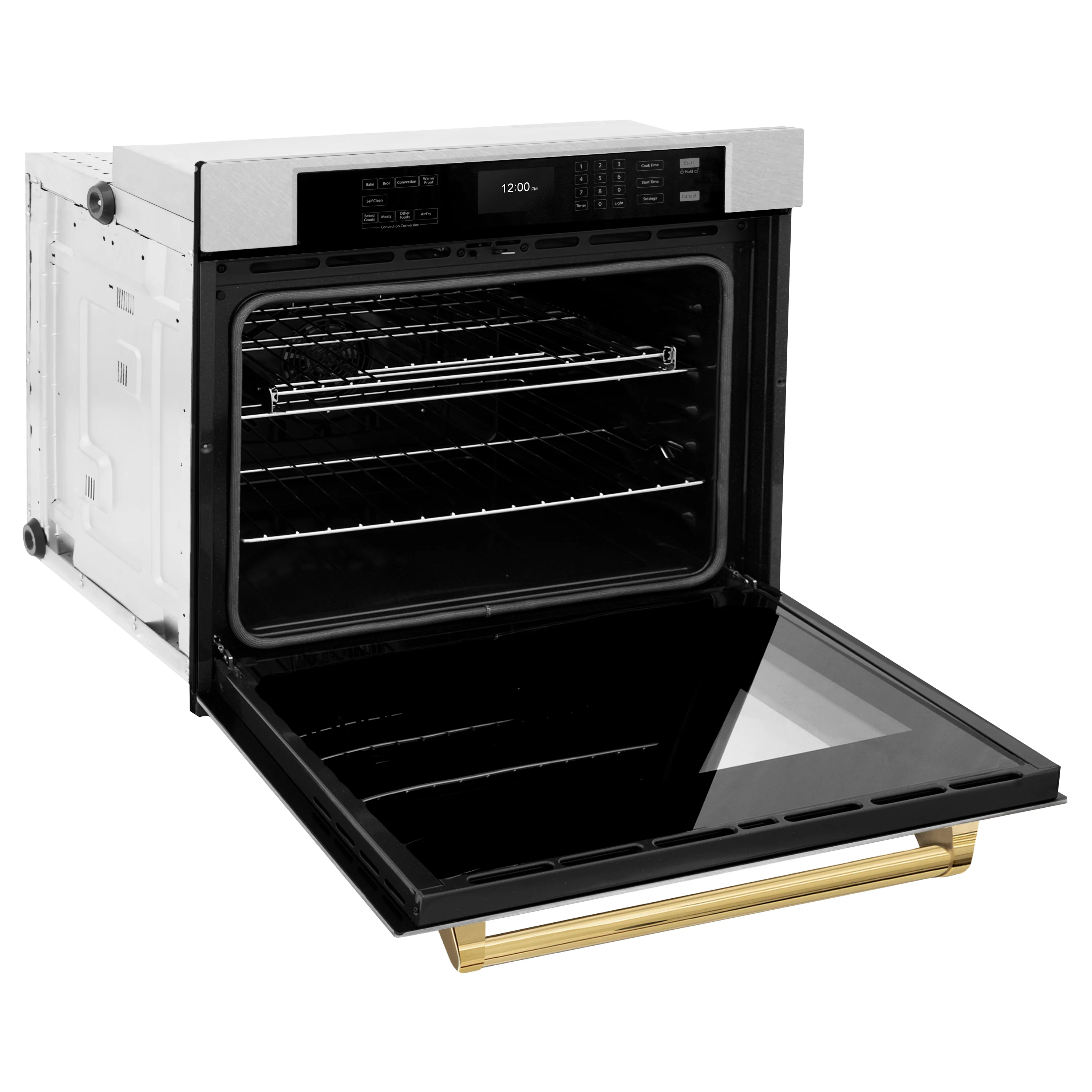 ZLINE 30 in. Autograph Edition Professional True Convection Single Wall Oven with Air Fry and Self Clean in Satin Stainless Steel with Polished Gold Handle (WASSZ-30-G) - Image 6