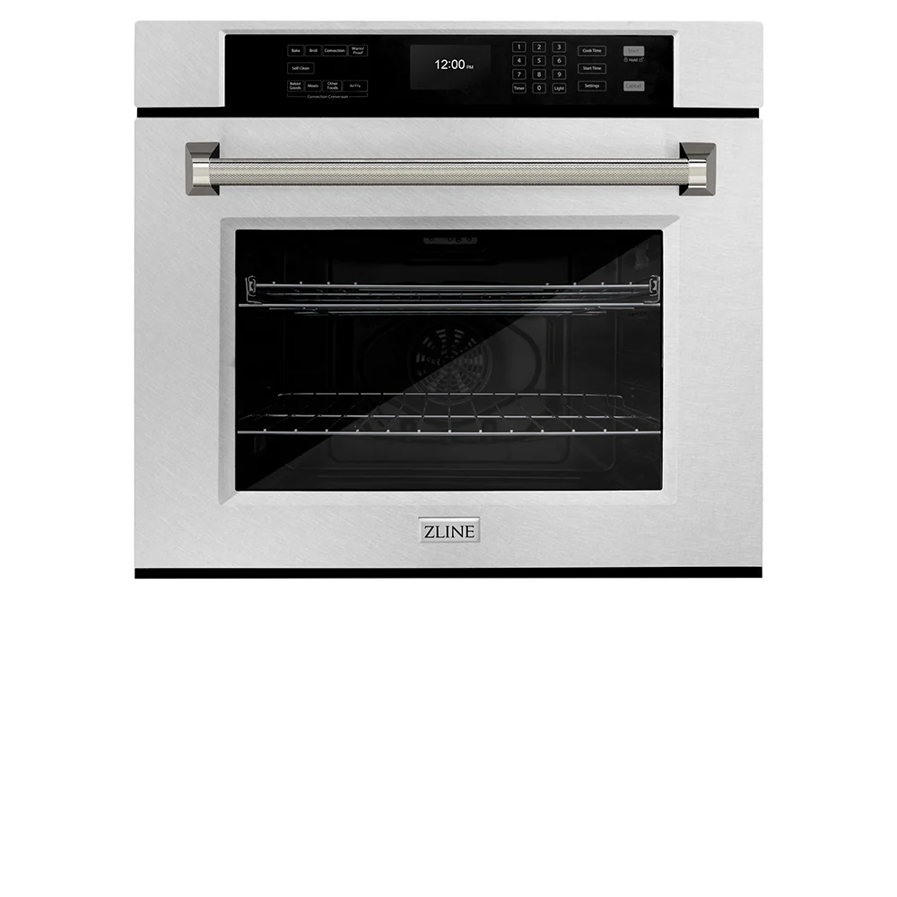 ZLINE Autograph Edition 30 in. Professional True Convection Single Wall Oven with Air Fry and Self Clean in Satin Stainless Steel with Polished Nickel Helix Handle (WASSZ-30-KPN) - Image 4