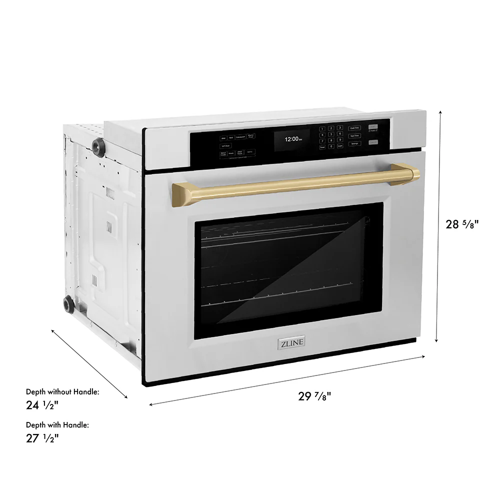 ZLINE Autograph Edition 30 in. Professional True Convection Single Wall Oven with Air Fry and Self Clean in Stainless Steel with Champagne Bronze Handle (WASZ-30-CB) - Image 24