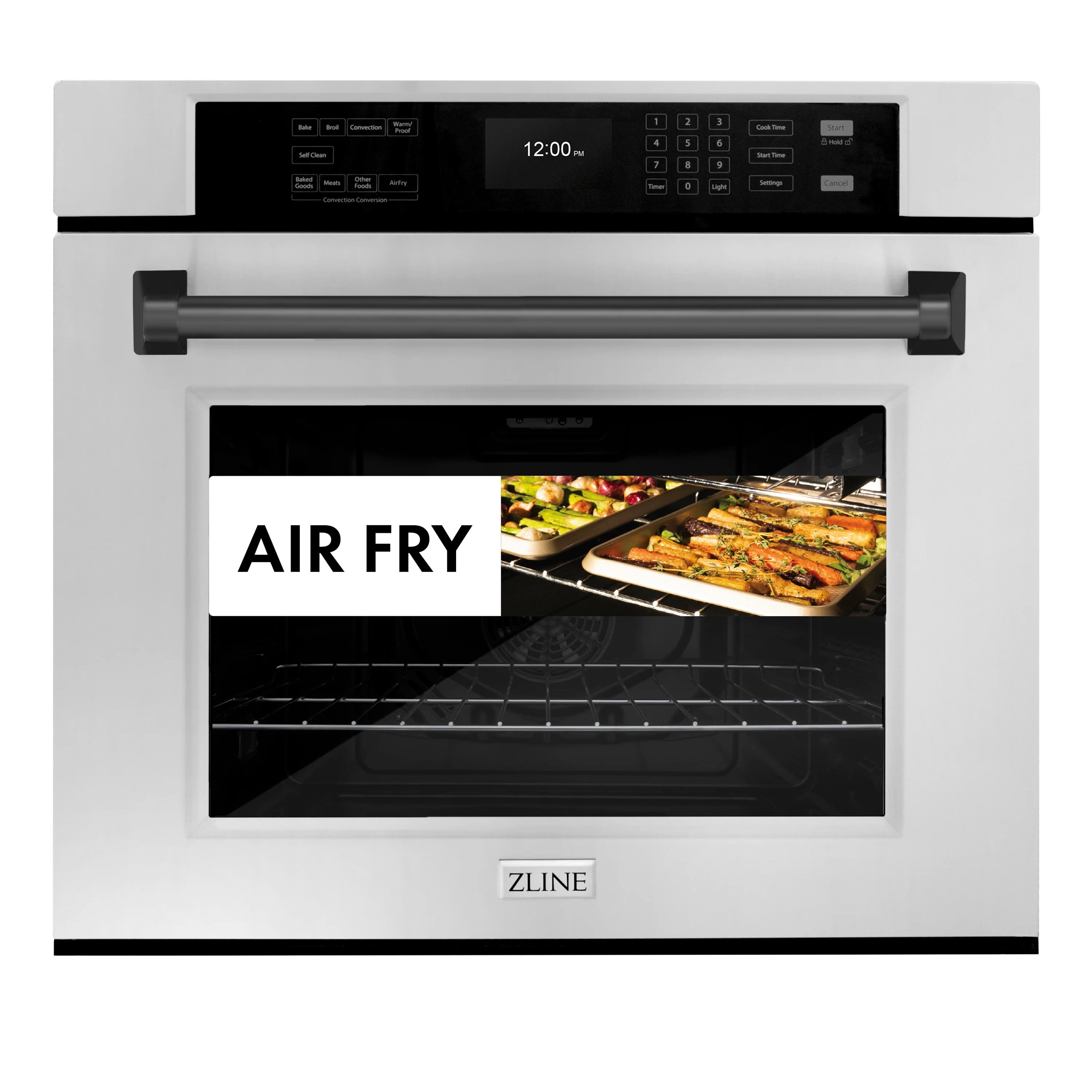 ZLINE 30 in. Autograph Edition Professional True Convection Single Wall Oven with Air Fry and Self Clean in Stainless Steel with Matte Black Handle (WASZ-30-MB) - Image 2