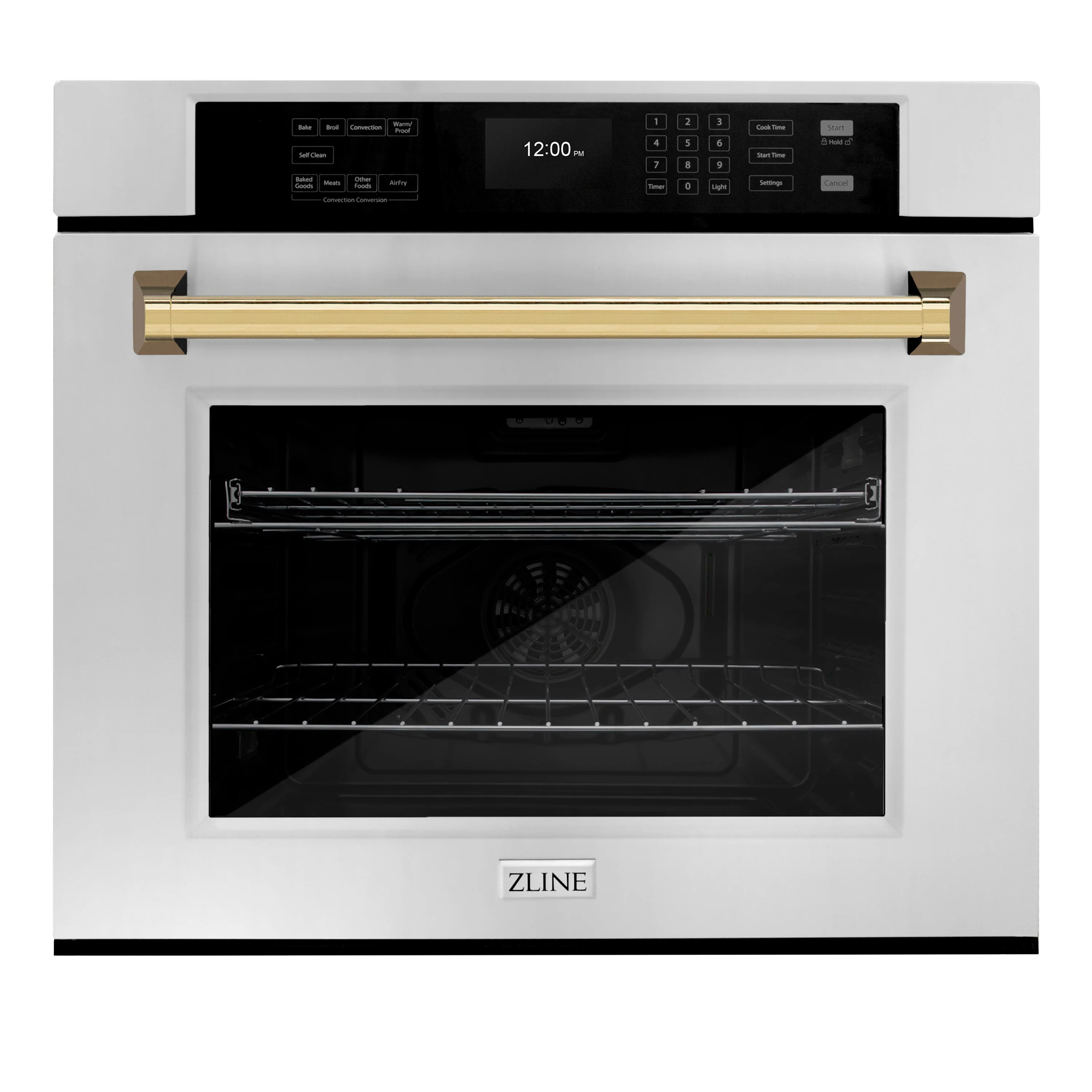 ZLINE 30 in. Autograph Edition Professional True Convection Single Wall Oven with Air Fry and Self Clean in Stainless Steel with Polished Gold Handle (WASZ-30-G) - Image 3