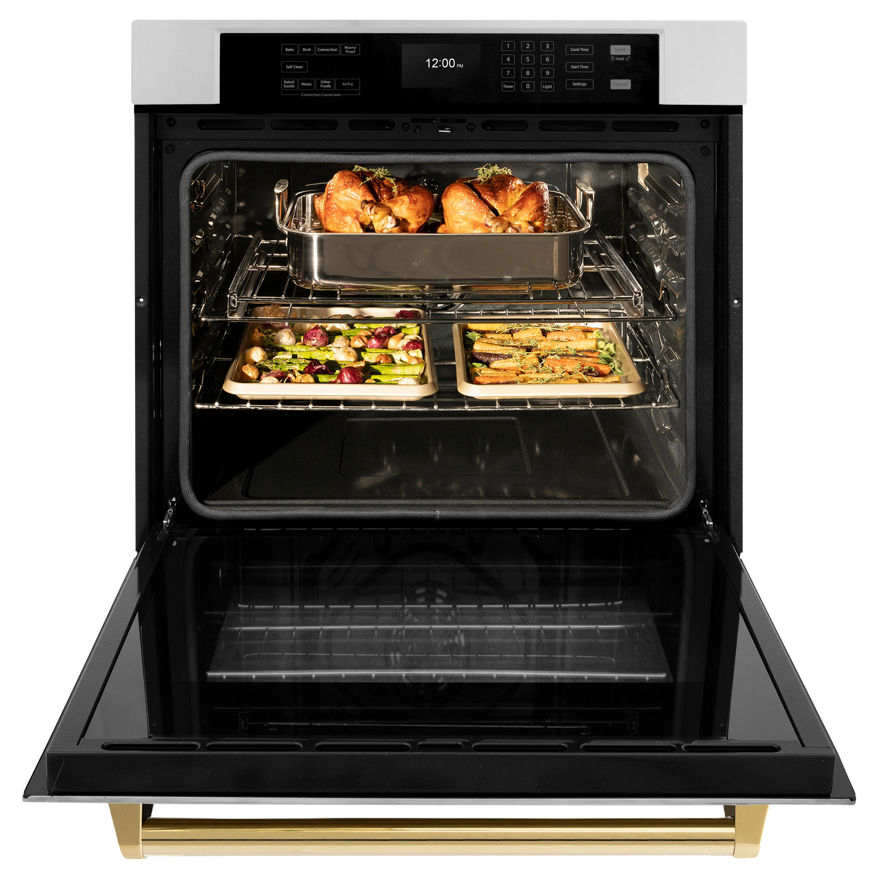ZLINE 30 in. Autograph Edition Professional True Convection Single Wall Oven with Air Fry and Self Clean in Stainless Steel with Polished Gold Handle (WASZ-30-G) - Image 5