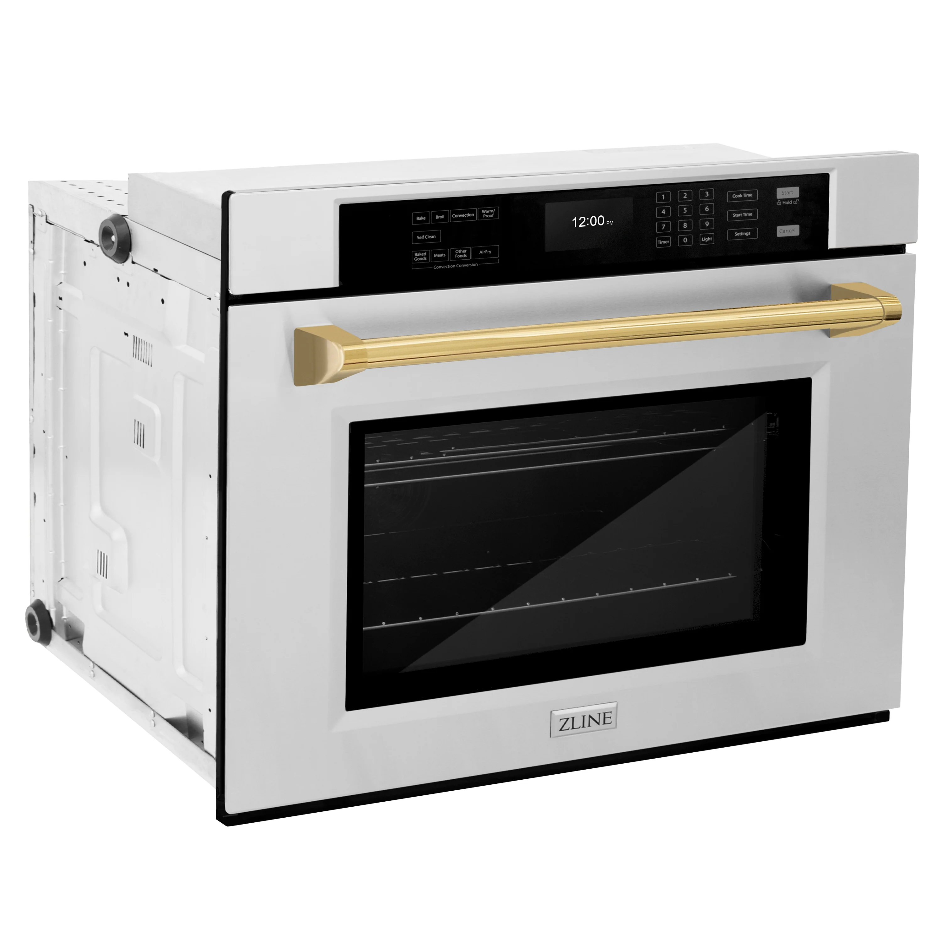 ZLINE 30 in. Autograph Edition Professional True Convection Single Wall Oven with Air Fry and Self Clean in Stainless Steel with Polished Gold Handle (WASZ-30-G) - Image 6