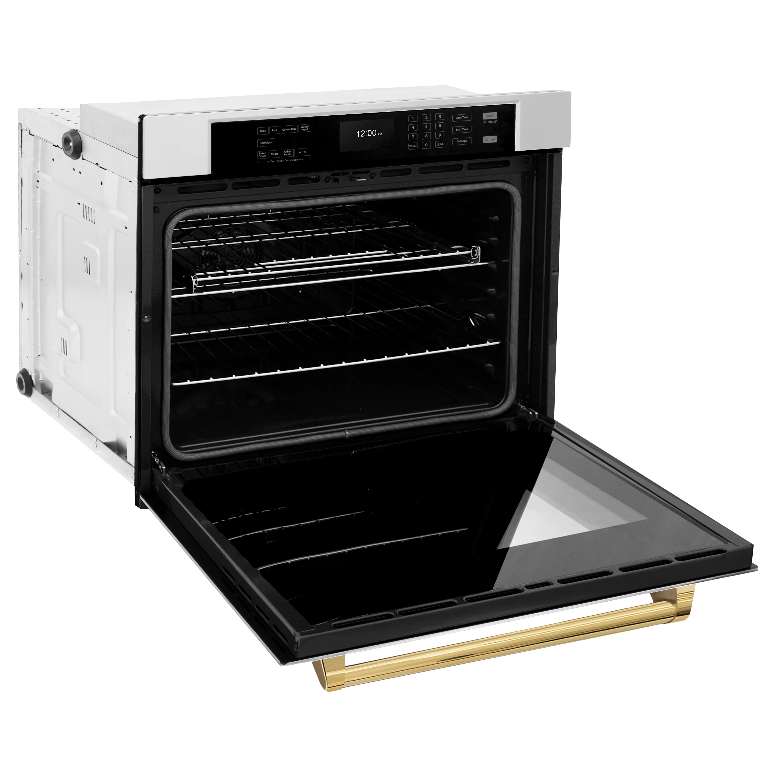 ZLINE 30 in. Autograph Edition Professional True Convection Single Wall Oven with Air Fry and Self Clean in Stainless Steel with Polished Gold Handle (WASZ-30-G) - Image 7