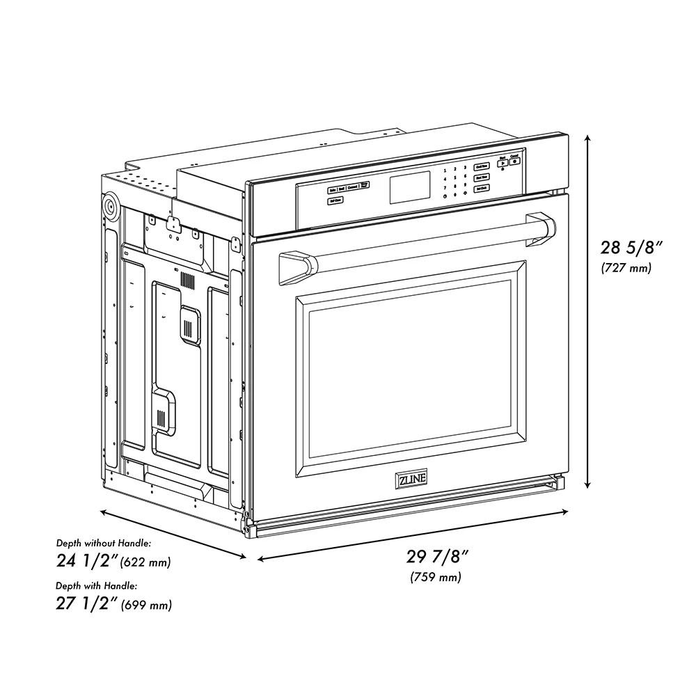 ZLINE Autograph Edition 30 in. Professional True Convection Single Wall Oven with Air Fry and Self Clean in Stainless Steel with Polished Nickel Helix Handle (WASZ-30-KPN) - Image 20