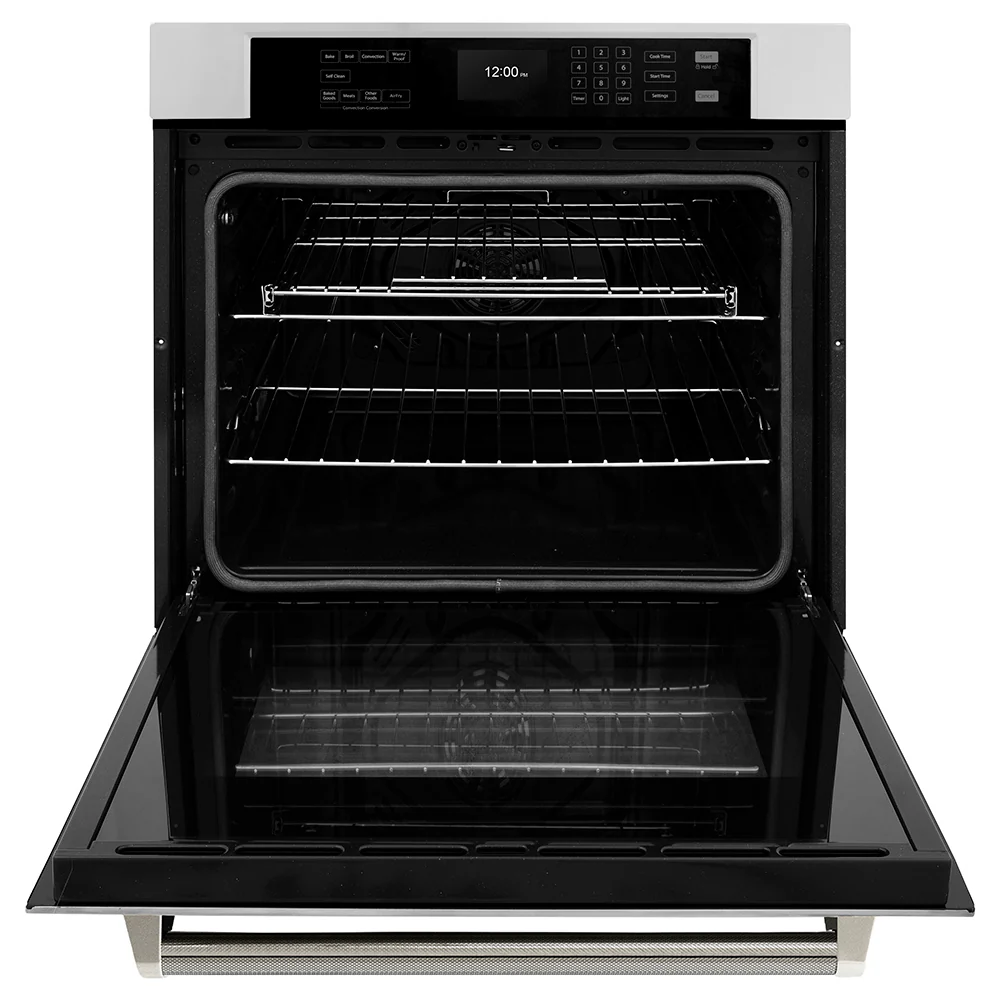 ZLINE Autograph Edition 30 in. Professional True Convection Single Wall Oven with Air Fry and Self Clean in Stainless Steel with Polished Nickel Helix Handle (WASZ-30-KPN) - Image 5