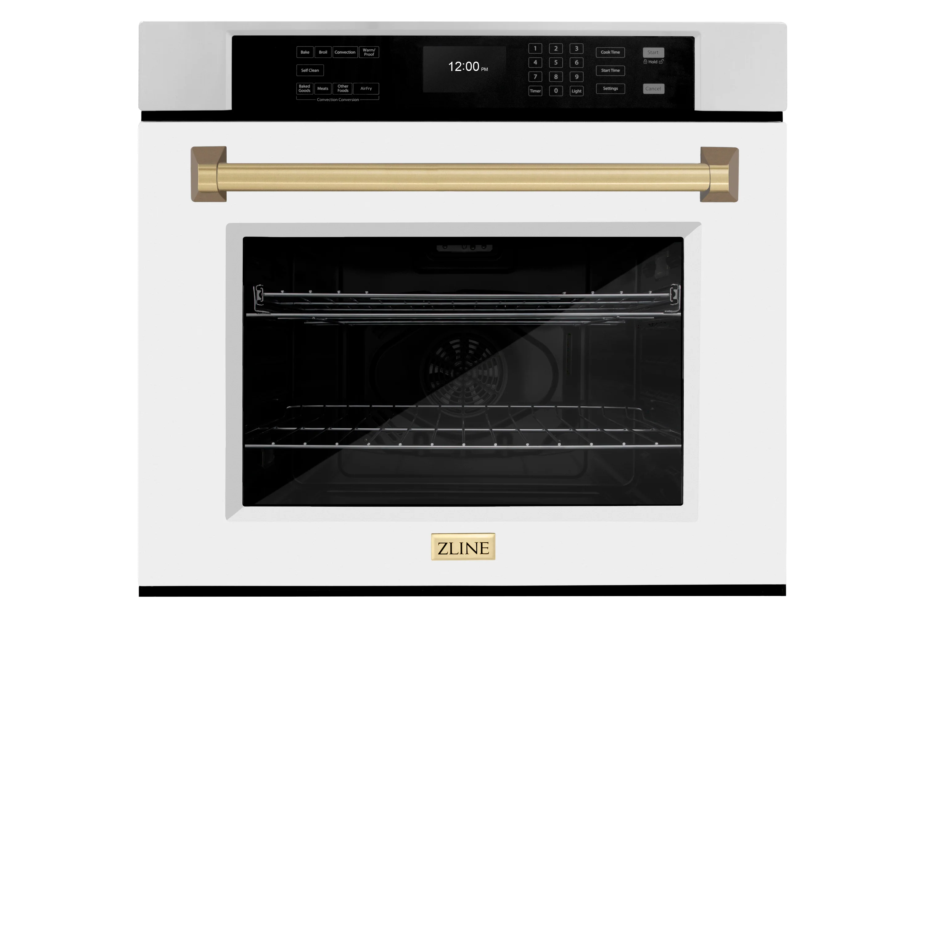 ZLINE 30 in. Autograph Edition Professional True Convection Single Wall Oven with Air Fry and Self Clean in Stainless Steel with White Matte Door and Champagne Bronze Handle (WASZ-WM-30-CB) - Image 2