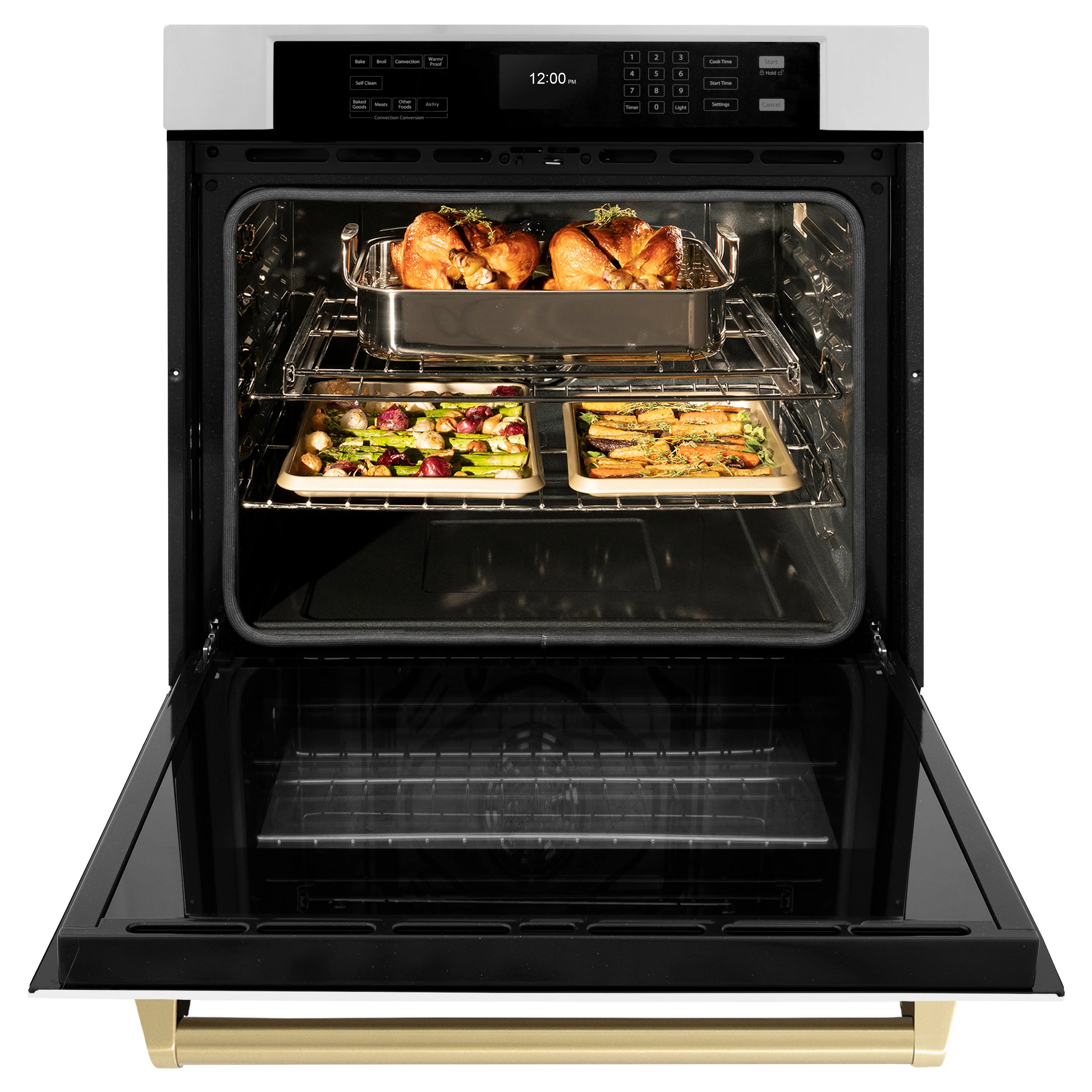 ZLINE 30 in. Autograph Edition Professional True Convection Single Wall Oven with Air Fry and Self Clean in Stainless Steel with White Matte Door and Champagne Bronze Handle (WASZ-WM-30-CB) - Image 5