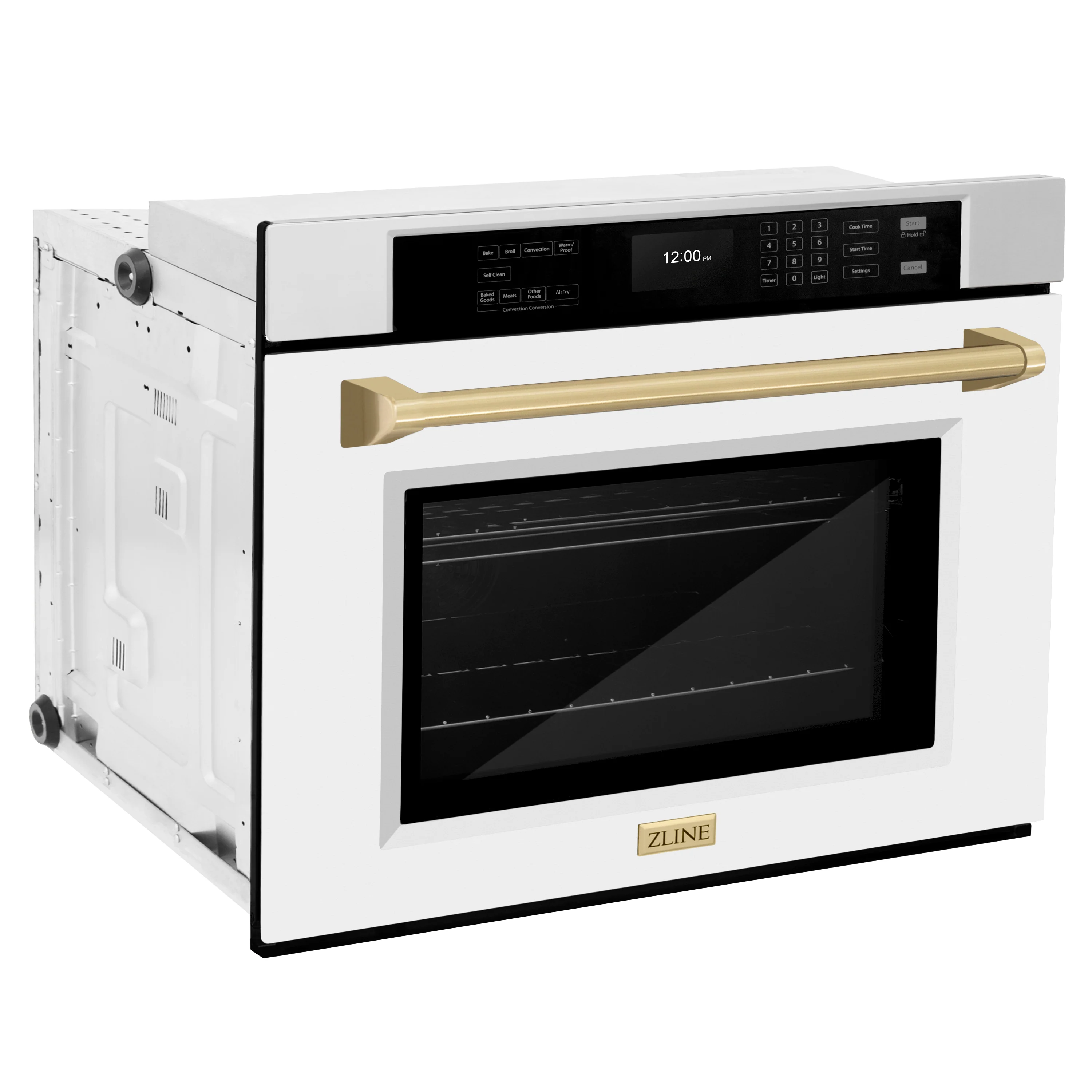 ZLINE 30 in. Autograph Edition Professional True Convection Single Wall Oven with Air Fry and Self Clean in Stainless Steel with White Matte Door and Champagne Bronze Handle (WASZ-WM-30-CB) - Image 6