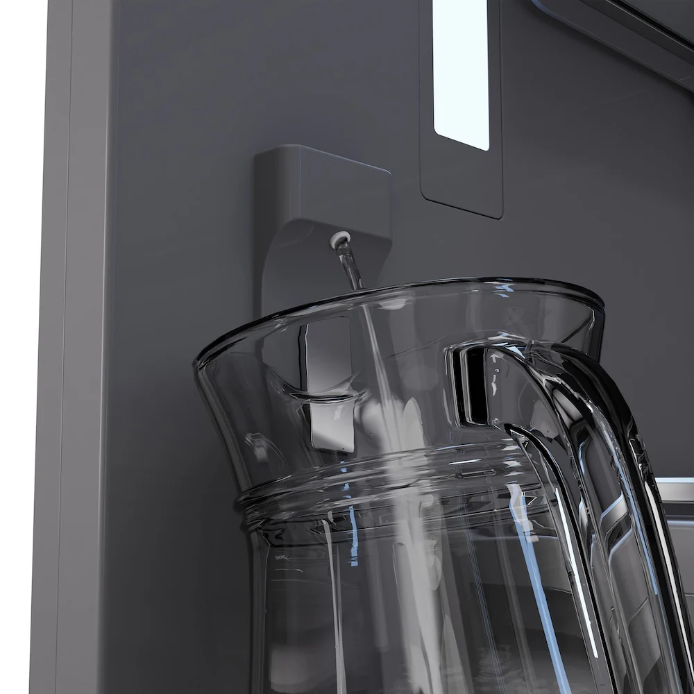 ZLINE Autograph Edition 36 in. 19.6 cu. ft. French Door Built-In Bottom Freezer Refrigerator with Water Dispenser and Ice Maker in Black Stainless Steel with Graphite Gray Interior and Polished Gold Accents (GRBIVZ-BS-36-G) - Image 7