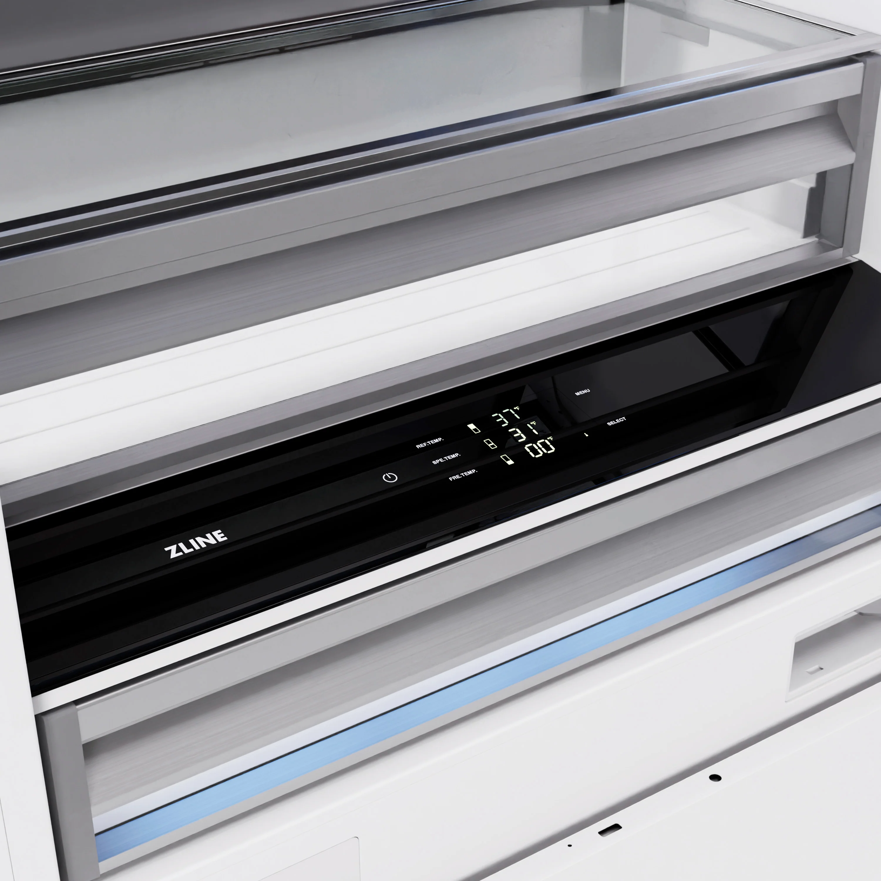 ZLINE Autograph Edition 36 in. 19.8 cu. ft. Built-In Bottom Freezer Refrigerator with Water Dispenser and Ice Maker in Black Stainless Steel and Polished Gold Accents (RBITZ-BS-36-G) - Image 8
