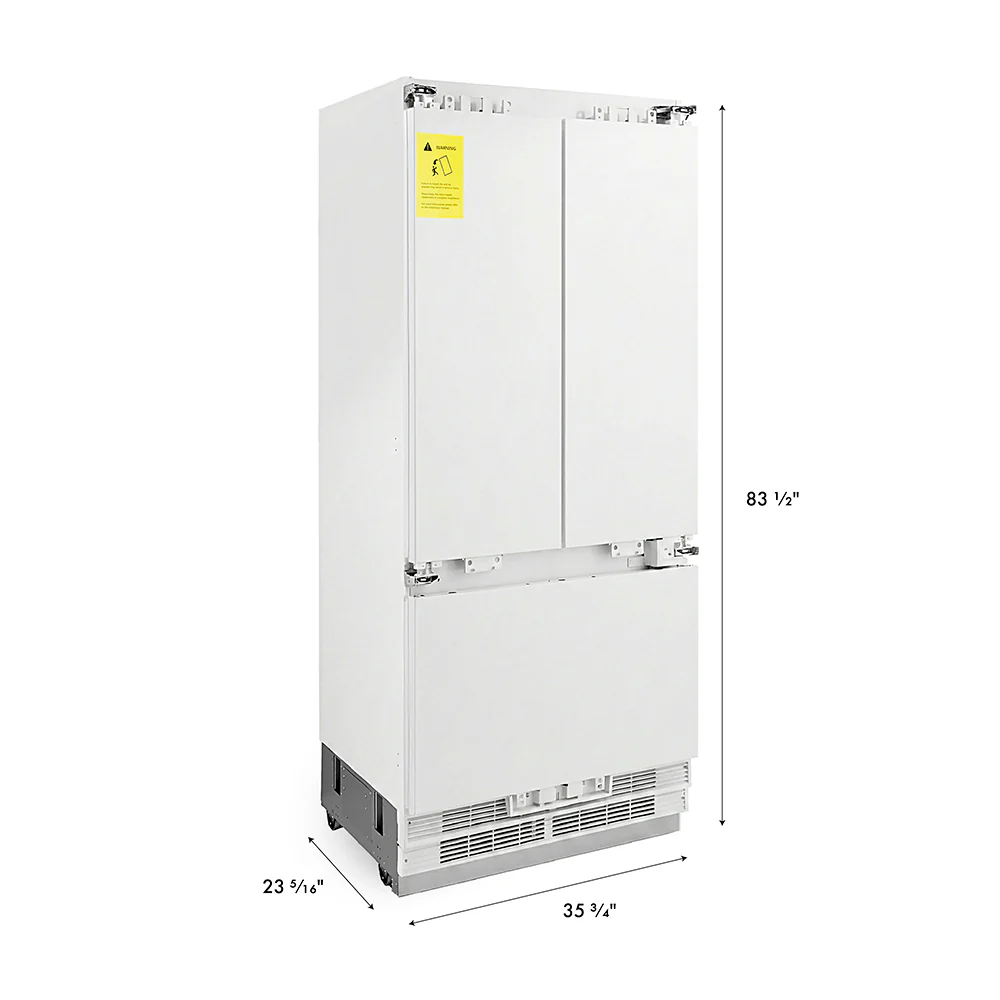 ZLINE Autograph Edition 36 in. 19.6 cu. ft. Panel Ready French Door Built-In Bottom Freezer Refrigerator with Water Dispenser and Ice Maker with Champagne Bronze Accents (RBIVZ-36-CB) - Image 17