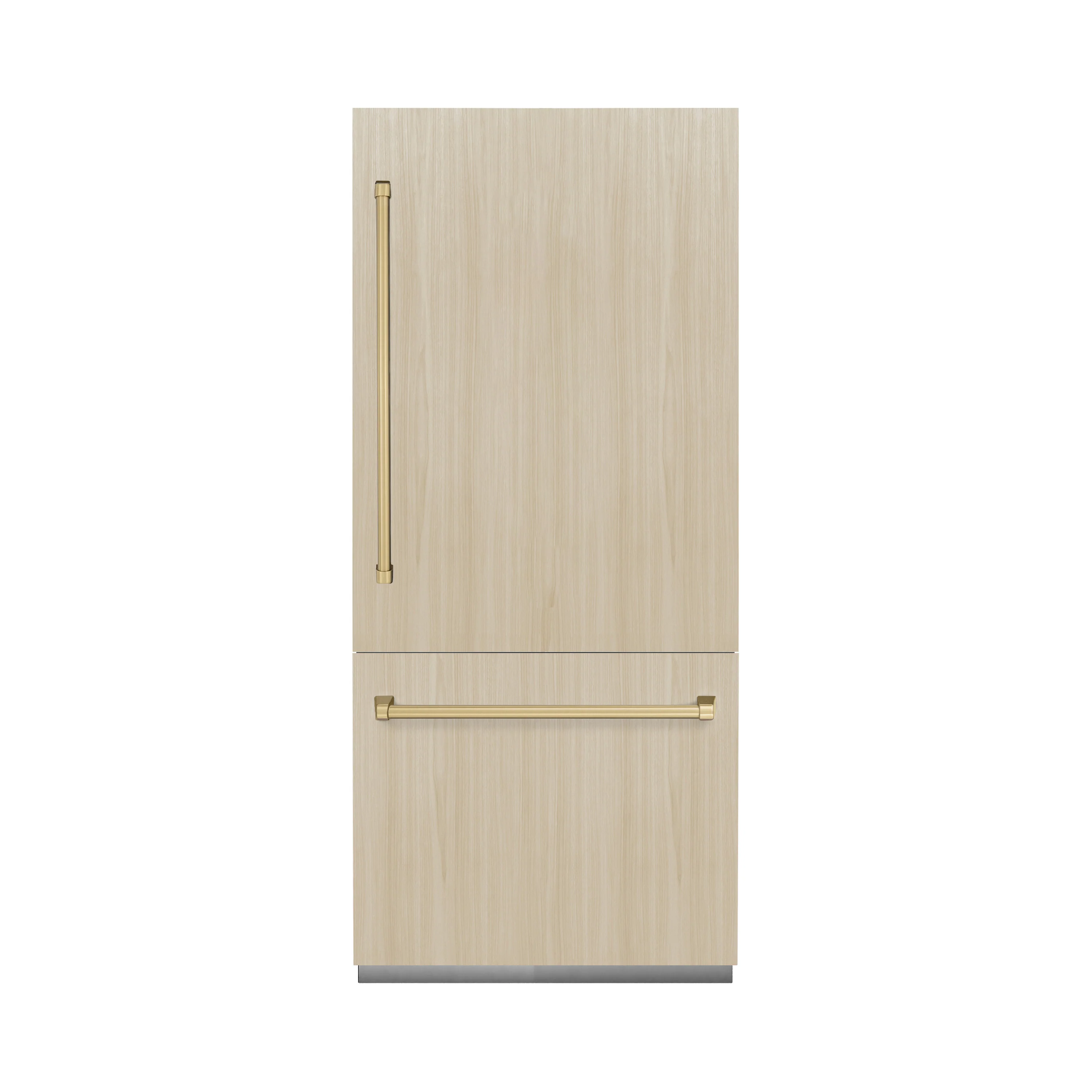 ZLINE Autograph Edition 36 in. 19.8 cu. ft. Panel Ready Built-In Bottom Freezer Refrigerator with Water Dispenser and Ice Maker with Graphite Gray Interior and Champagne Bronze Accents (GRBITZ-36-CB) - Image 4