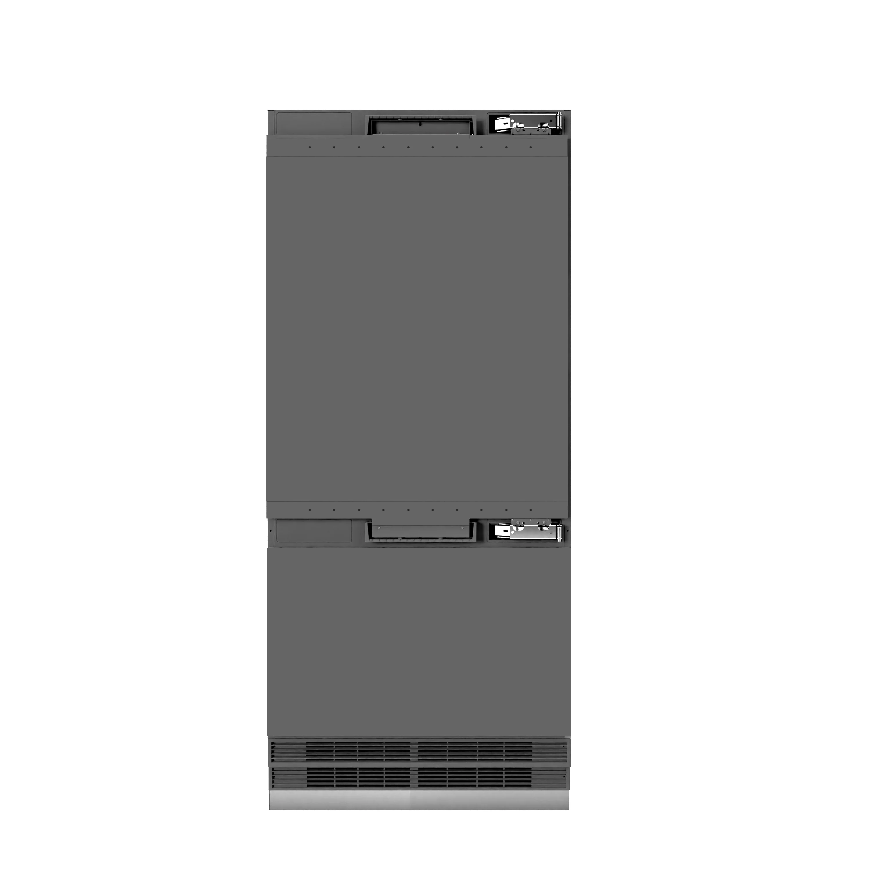 ZLINE Autograph Edition 36 in. 19.8 cu. ft. Panel Ready Built-In Bottom Freezer Refrigerator with Water Dispenser and Ice Maker with Graphite Gray Interior and Champagne Bronze Accents (GRBITZ-36-CB) - Image 6