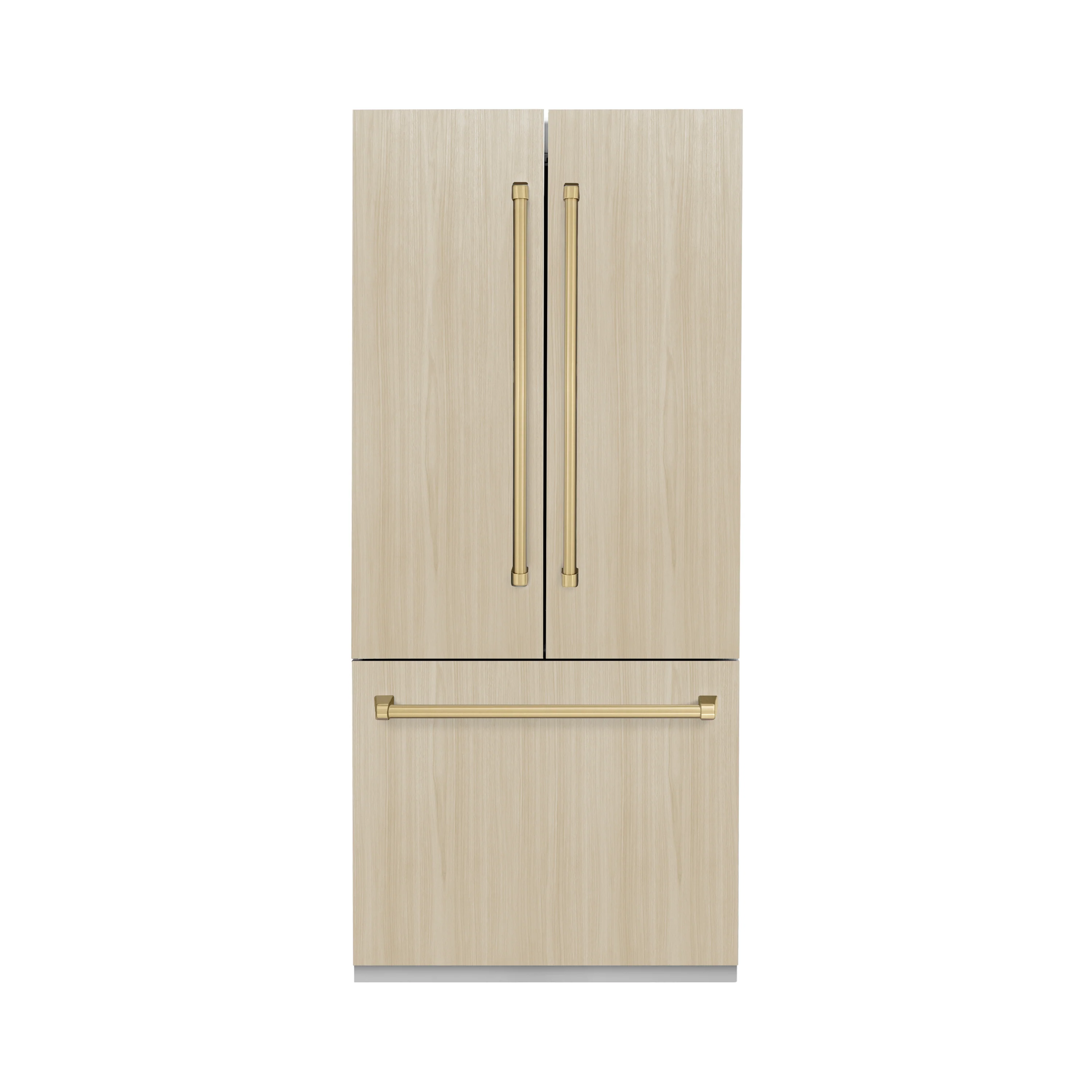 ZLINE Autograph Edition 36 in. 19.6 cu. ft. Panel Ready French Door Built-In Bottom Freezer Refrigerator with Water Dispenser and Ice Maker with Graphite Gray Interior and Champagne Bronze Accents (GRBIVZ-36-CB) - Image 3