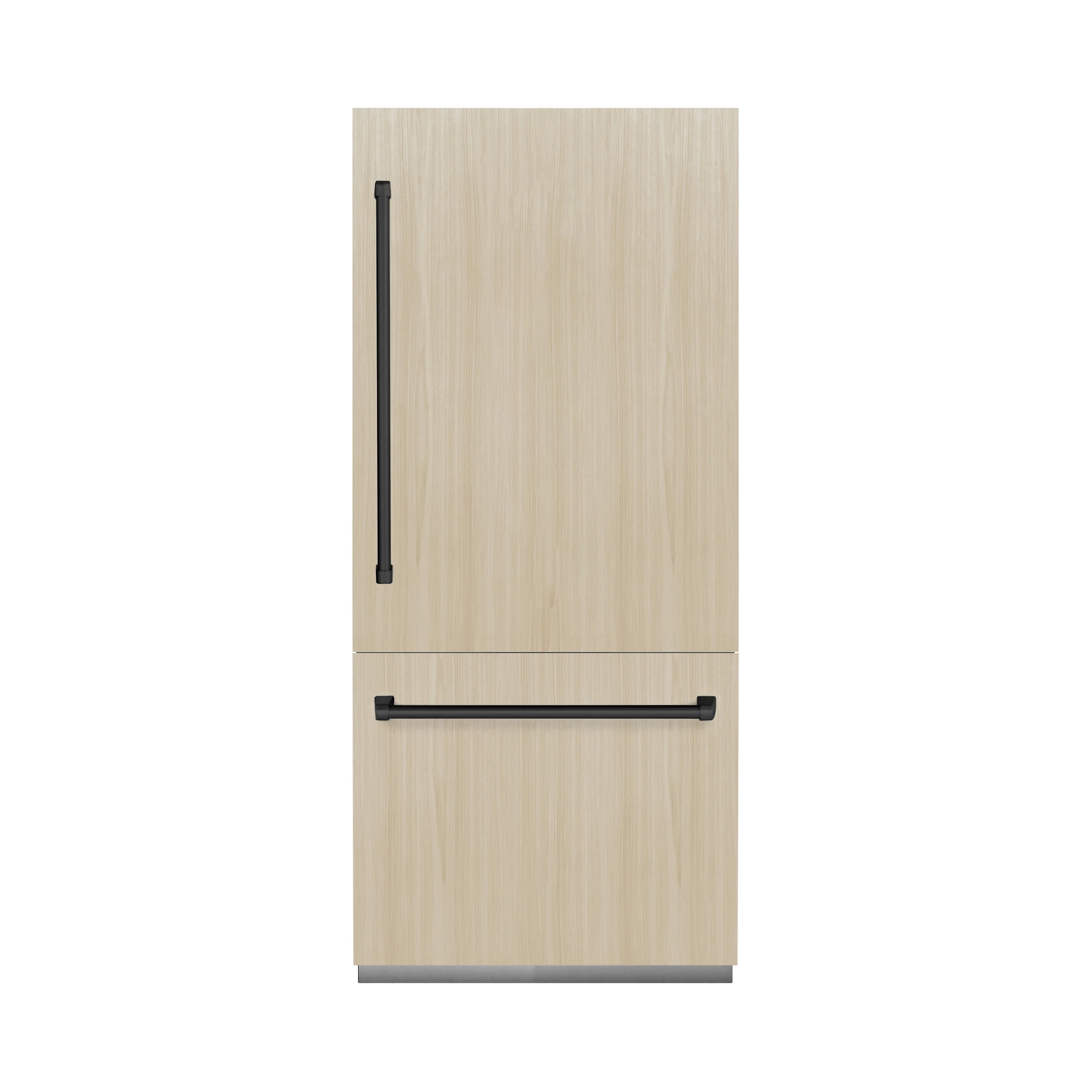 ZLINE Autograph Edition 36 in. 19.8 cu. ft. Panel Ready Built-In Bottom Freezer Refrigerator with Water Dispenser and Ice Maker with Graphite Gray Interior and Matte Black Accents (GRBITZ-36-MB) - Image 4