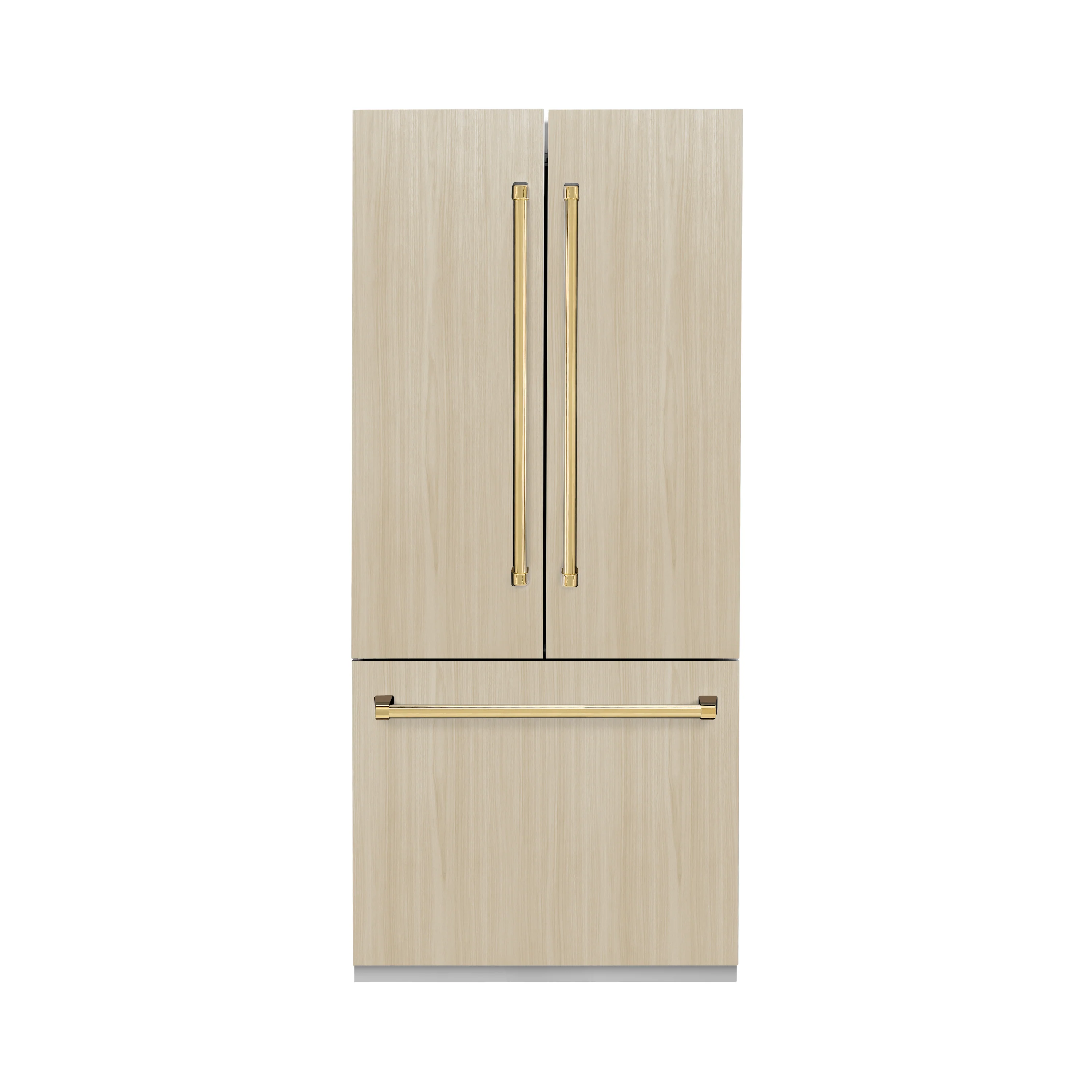 ZLINE Autograph Edition 36 in. 19.6 cu. ft. Panel Ready French Door Built-In Bottom Freezer Refrigerator with Water Dispenser and Ice Maker with Graphite Gray Interior and Polished Gold Accents (GRBIVZ-36-G) - Image 3