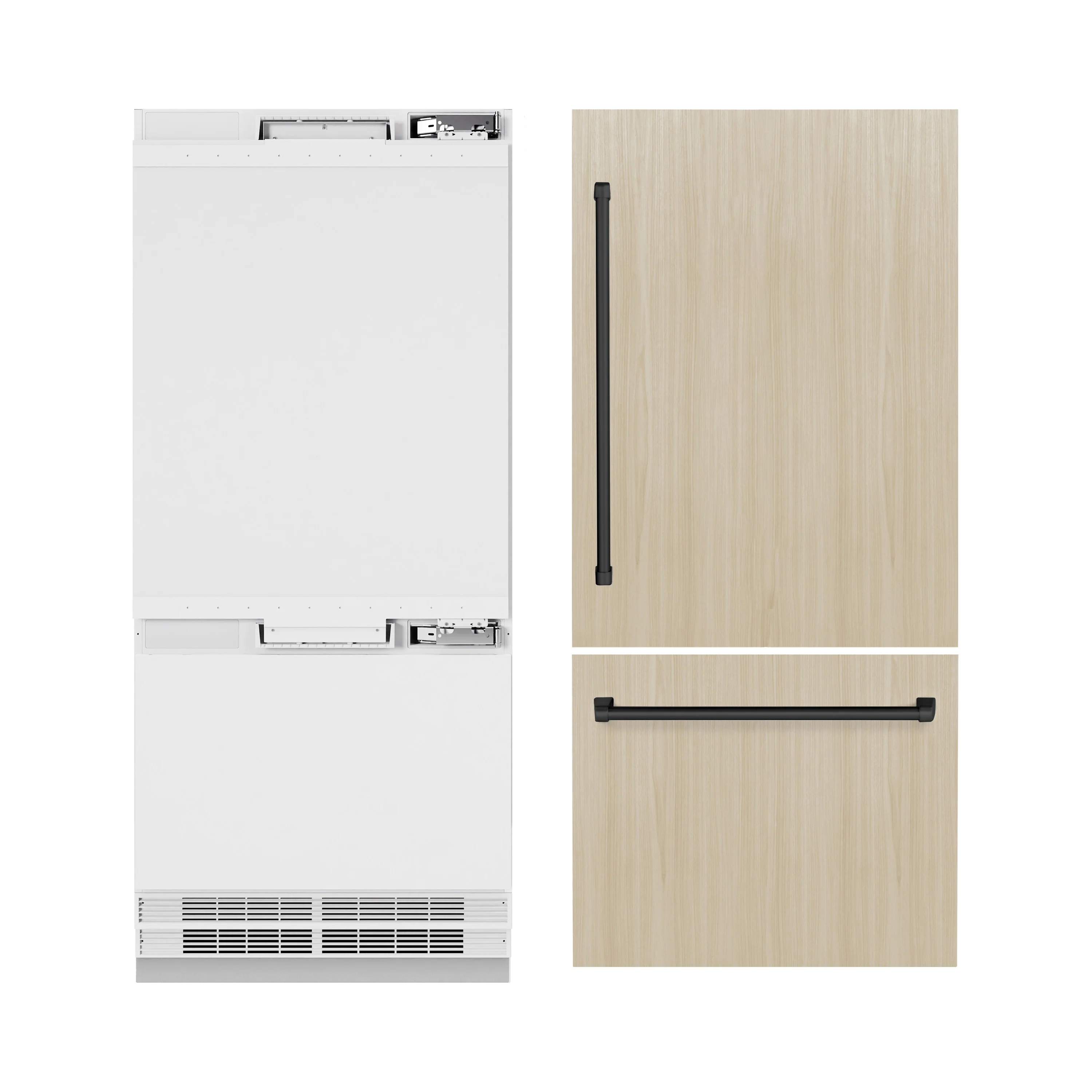 ZLINE Autograph Edition 36 in. 19.8 cu. ft. Panel Ready Built-In Bottom Freezer Refrigerator with Water Dispenser and Ice Maker with Matte Black Accents (RBITZ-36-MB) - Image 4