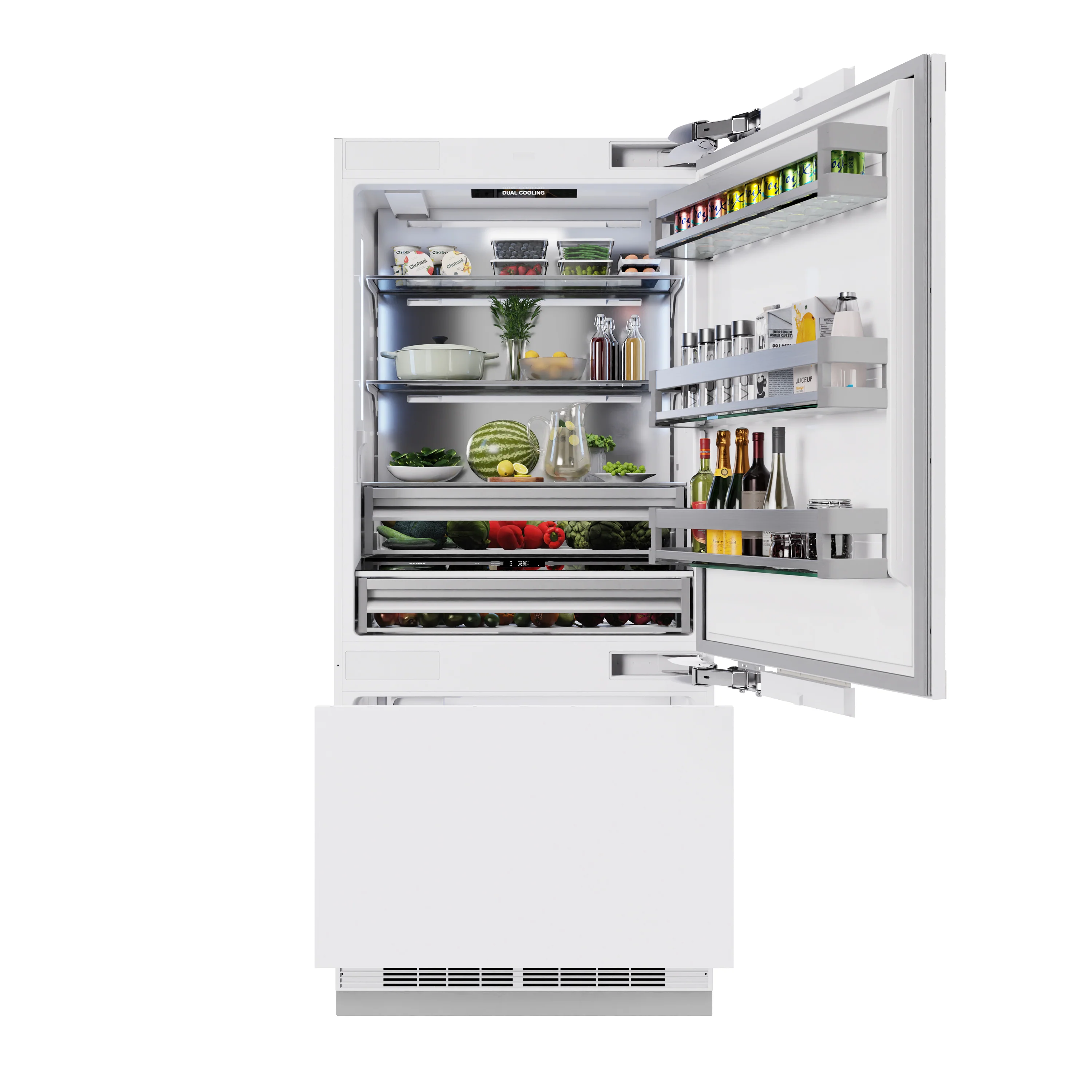 ZLINE Autograph Edition 36 in. 19.8 cu. ft. Panel Ready Built-In Bottom Freezer Refrigerator with Water Dispenser and Ice Maker with Polished Gold Accents (RBITZ-36-G) - Image 8