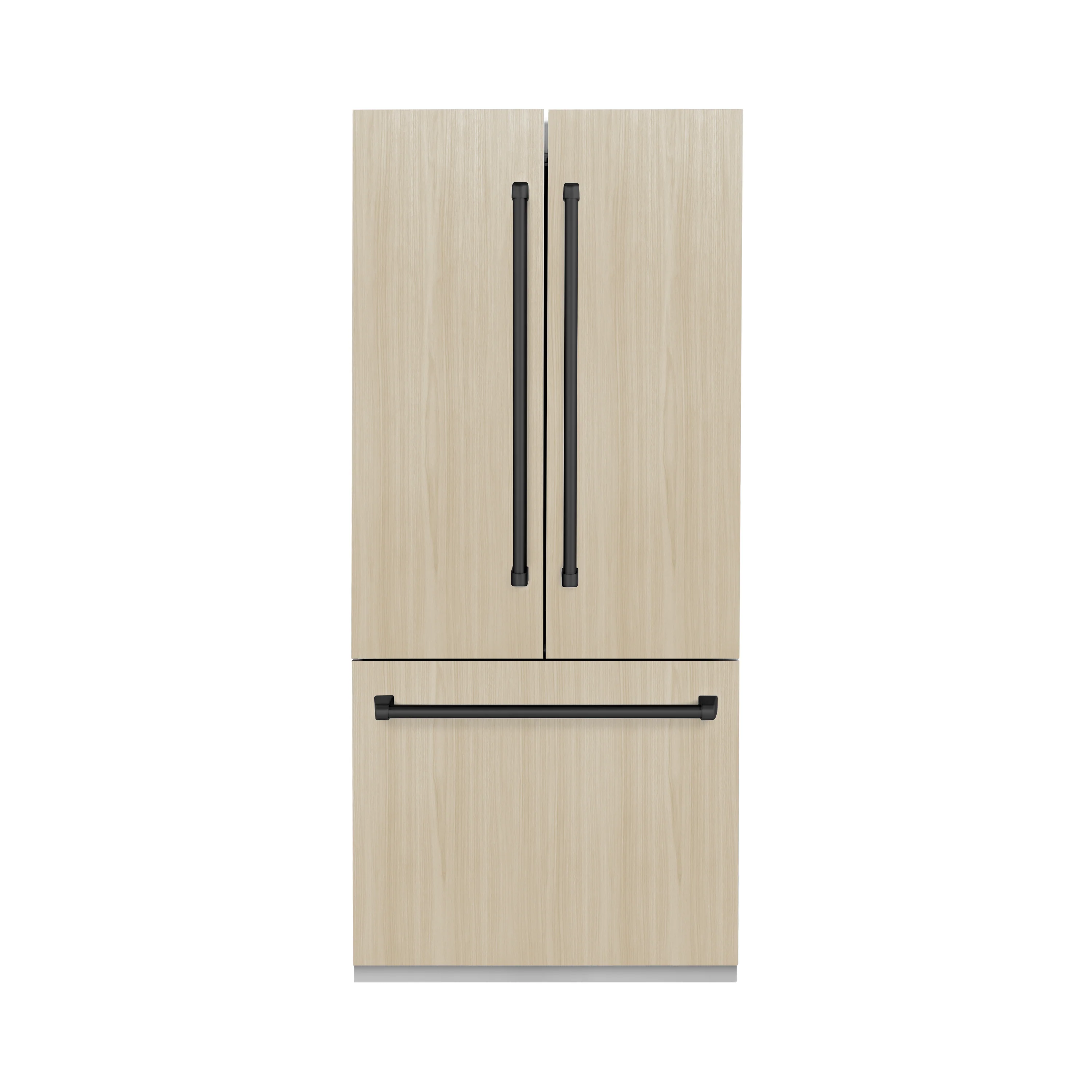ZLINE Autograph Edition 36 in. 19.6 cu. ft. Panel Ready French Door Built-In Bottom Freezer Refrigerator with Water Dispenser and Ice Maker with Stainless Steel Interior and Matte Black Accents (SRBIVZ-36-MB) - Image 5