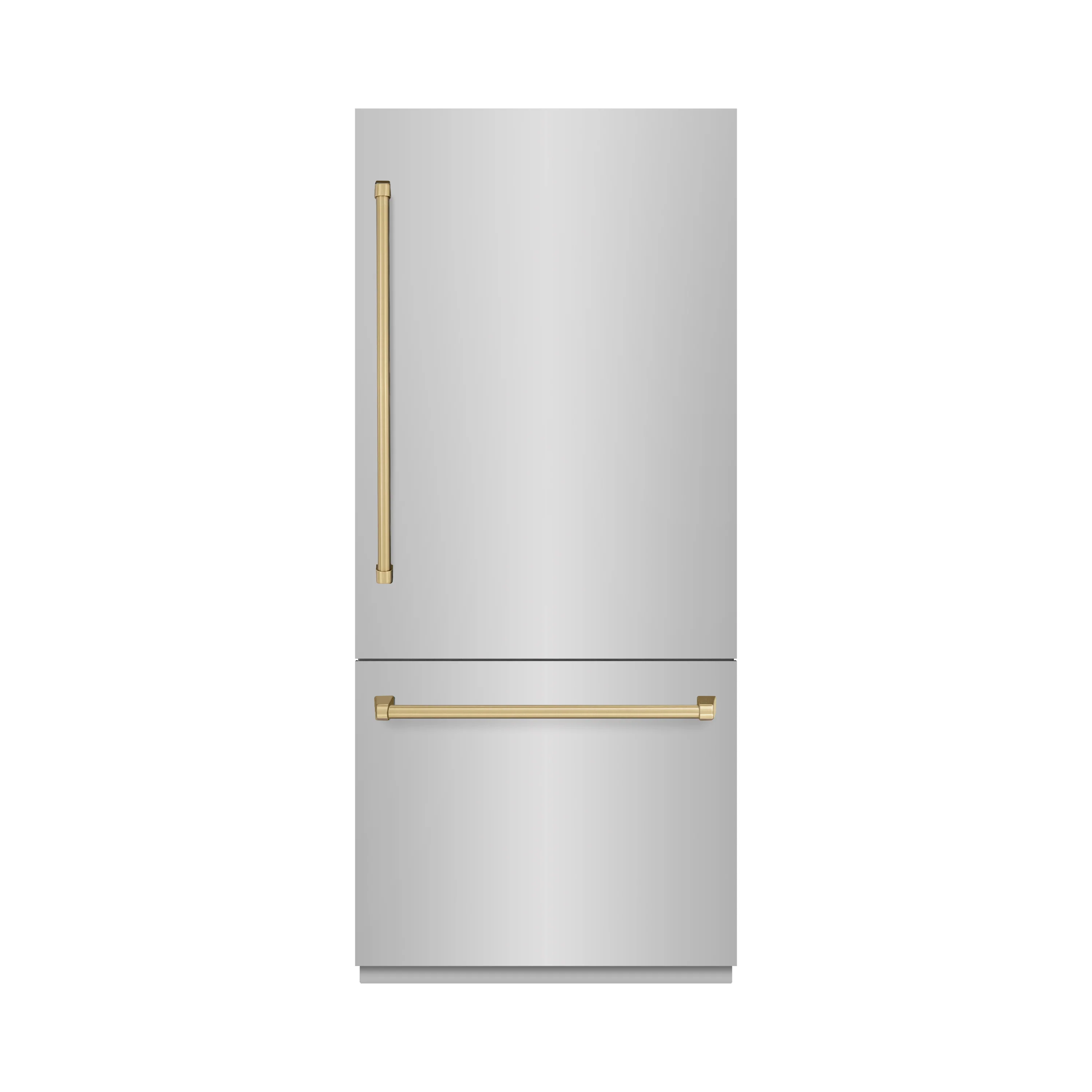 ZLINE Autograph Edition 36 in. 19.8 cu. ft. Built-In Bottom Freezer Refrigerator with Water Dispenser and Ice Maker in Stainless Steel with Champagne Bronze Accents (RBITZ-304-36CB)