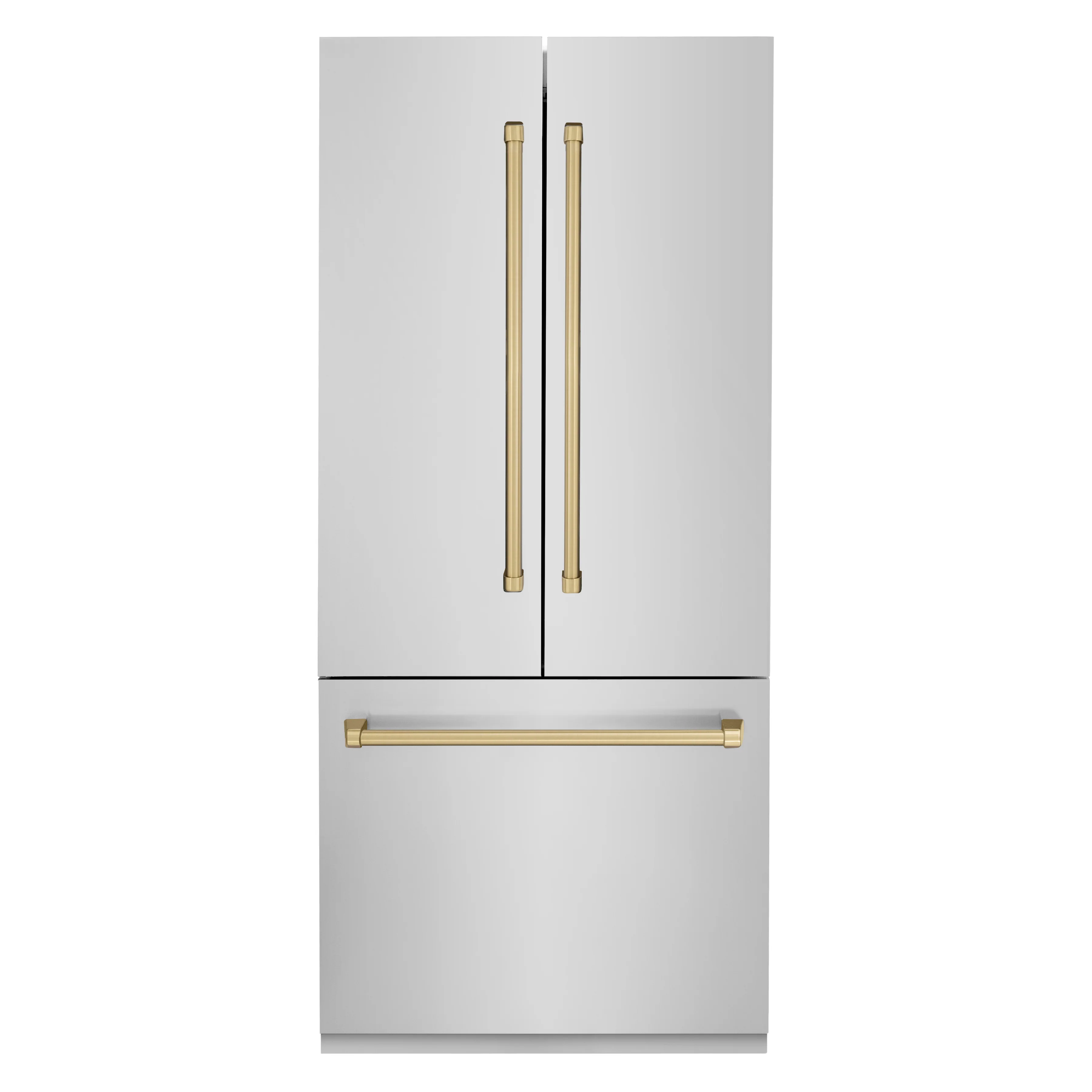 ZLINE Autograph Edition 36 in. 19.6 cu. ft. French Door Built-In Bottom Freezer Refrigerator with Water Dispenser and Ice Maker in Stainless Steel with Champagne Bronze Accents (RBIVZ-304-36-CB) - Image 3