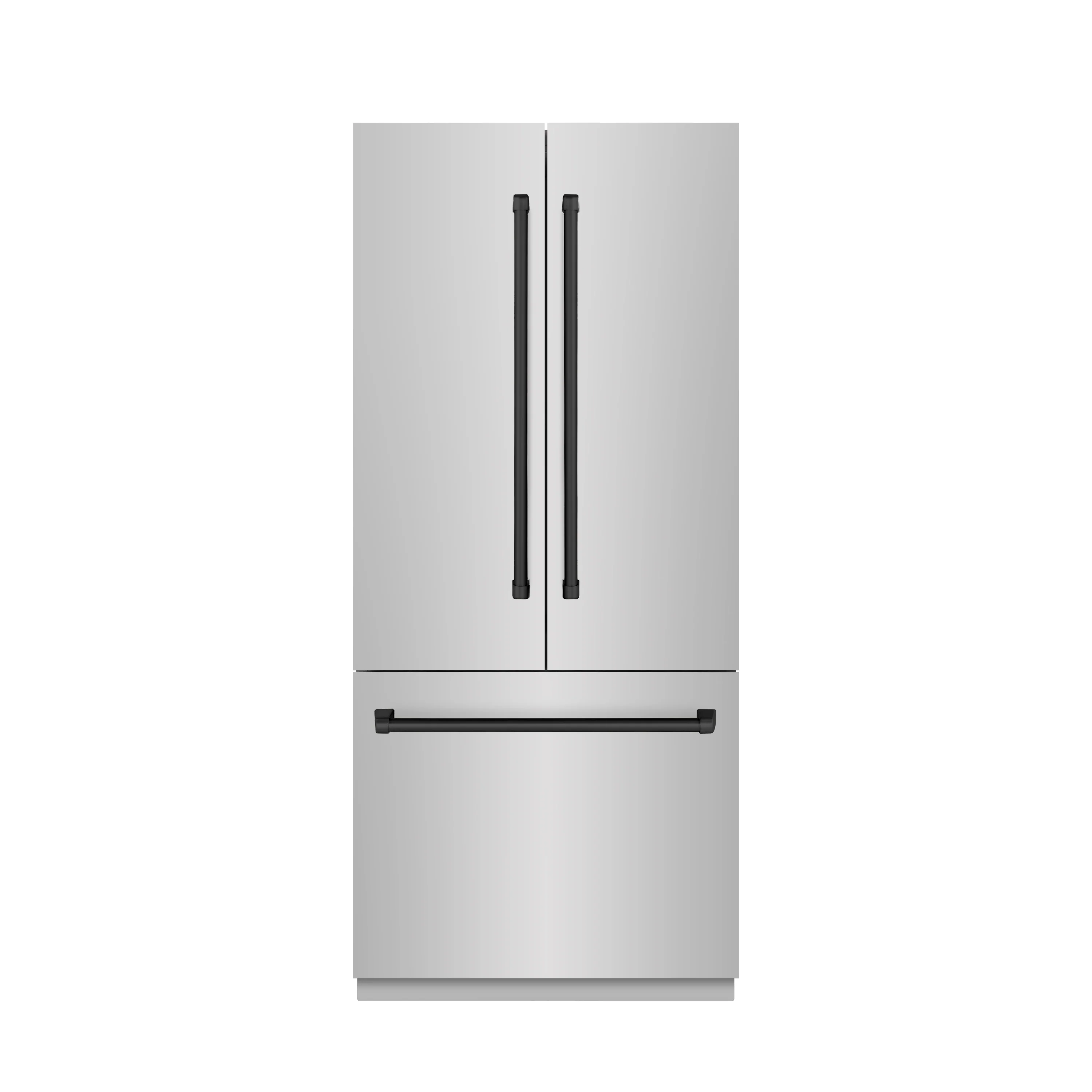 ZLINE Autograph Edition 36 in. 19.6 cu. ft. French Door Built-In Bottom Freezer Refrigerator with Water Dispenser and Ice Maker in Stainless Steel with Graphite Gray Interior and Matte Black Accents (GRBIVZ-304-36MB) - Image 2