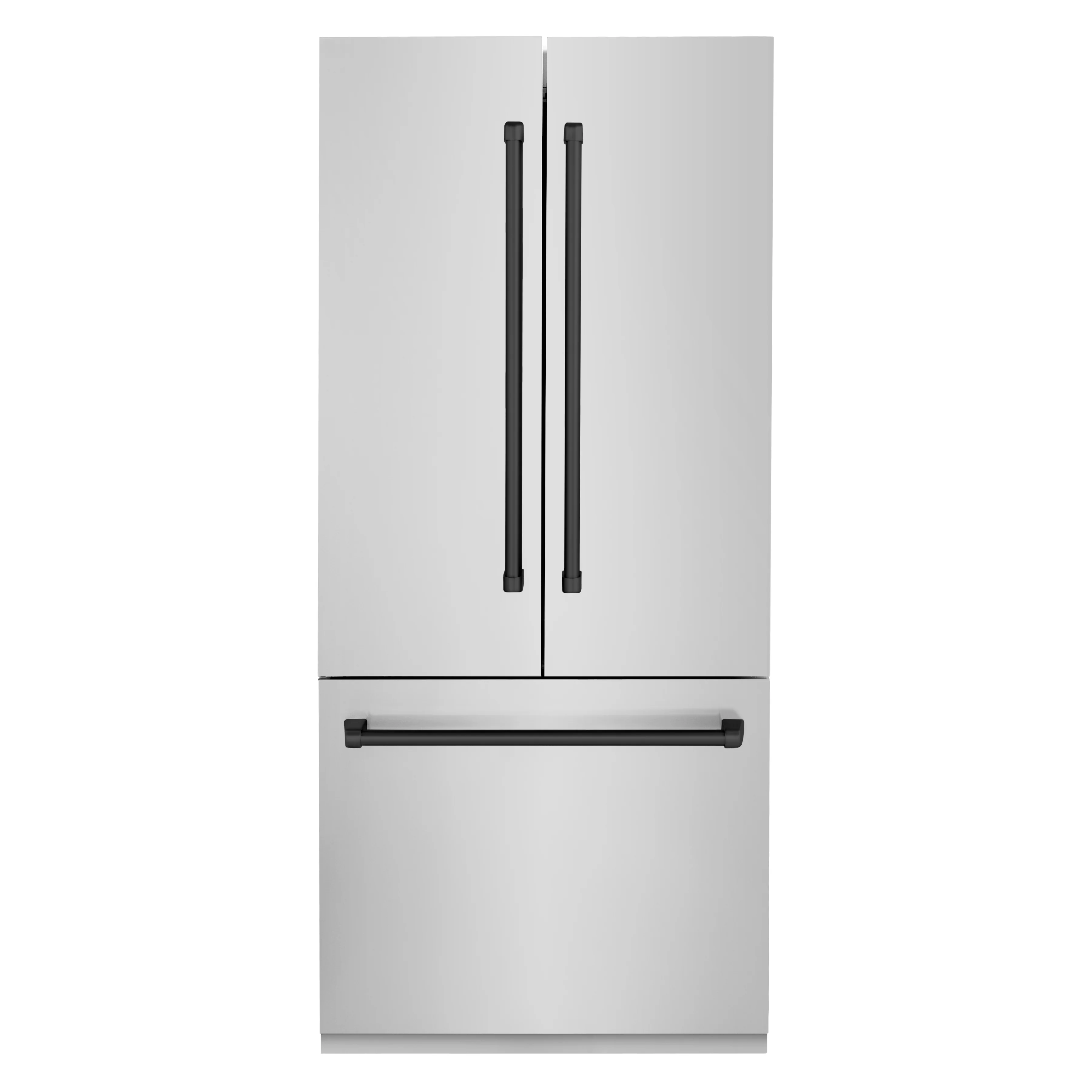 ZLINE Autograph Edition 36 in. 19.6 cu. ft. French Door Built-In Bottom Freezer Refrigerator with Water Dispenser and Ice Maker in Stainless Steel with Matte Black Accents (RBIVZ-304-36-MB) - Image 3