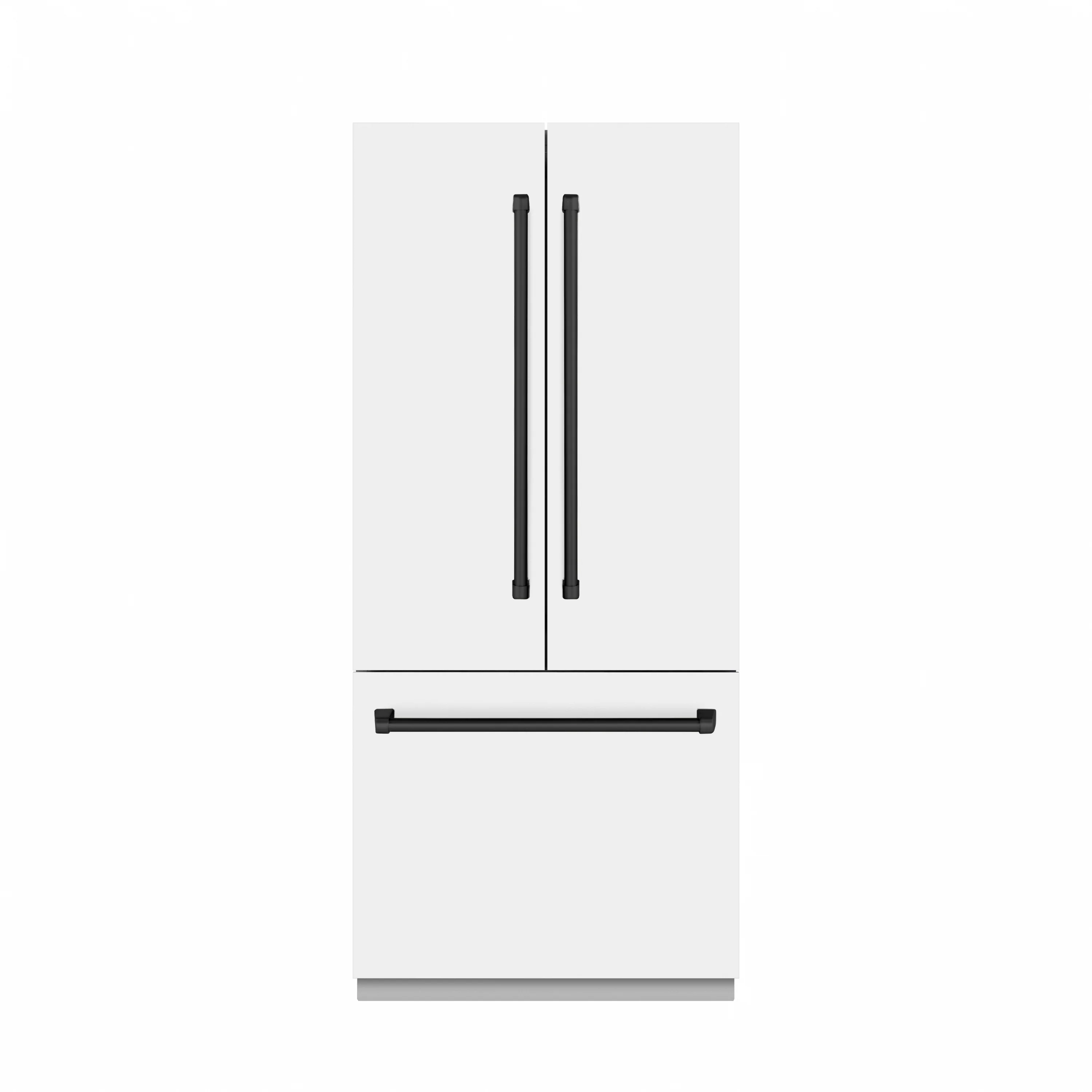 ZLINE Autograph Edition 36 in. 19.6 cu. ft. French Door Built-In Bottom Freezer Refrigerator with Water Dispenser and Ice Maker in White Matte with Graphite Gray Interior and Matte Black Accents (GRBIVZ-WM-36-MB) - Image 4