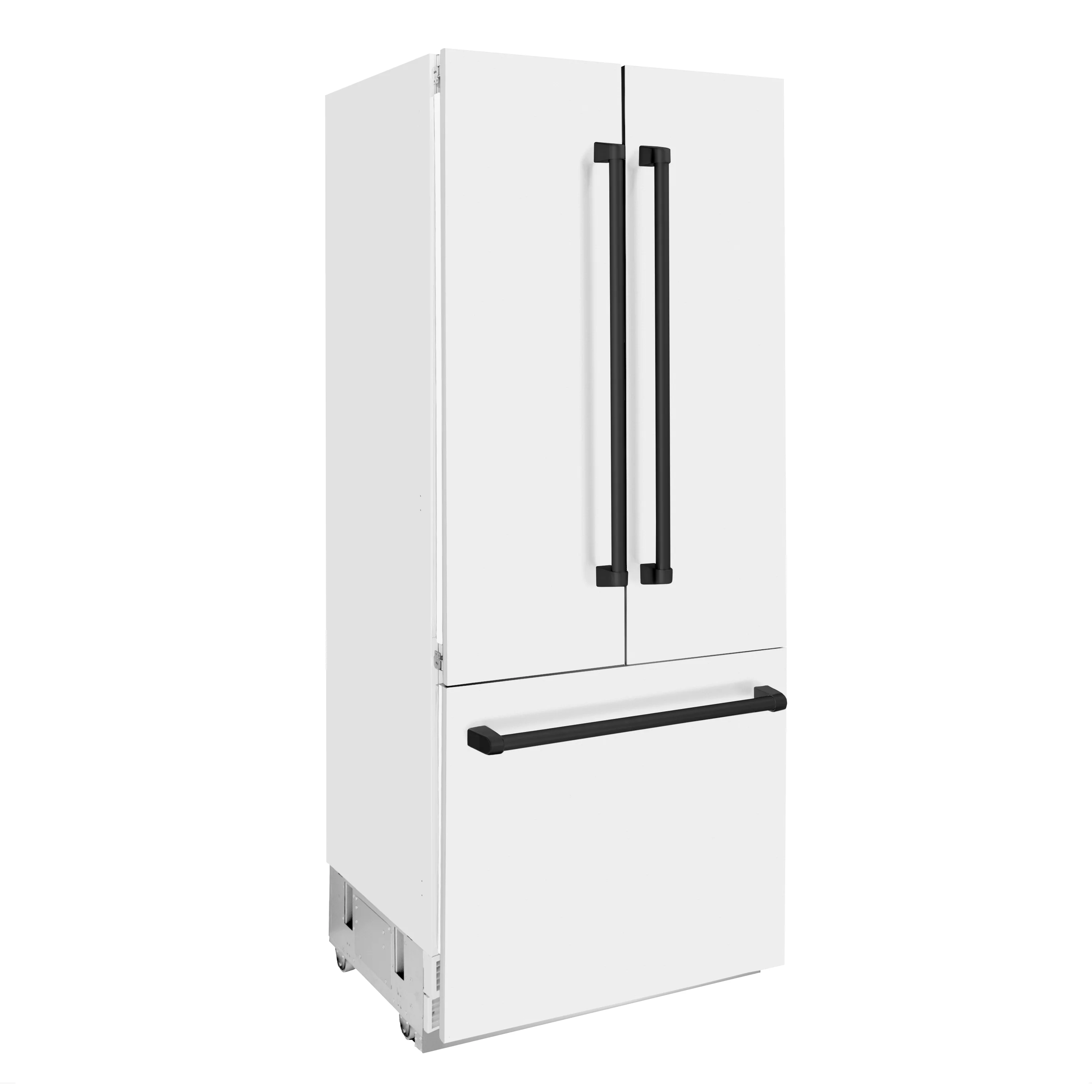 ZLINE Autograph Edition 36 in. 19.6 cu. ft. French Door Built-In Bottom Freezer Refrigerator with Water Dispenser and Ice Maker in White Matte with Matte Black Accents (RBIVZ-WM-36-MB) - Image 6