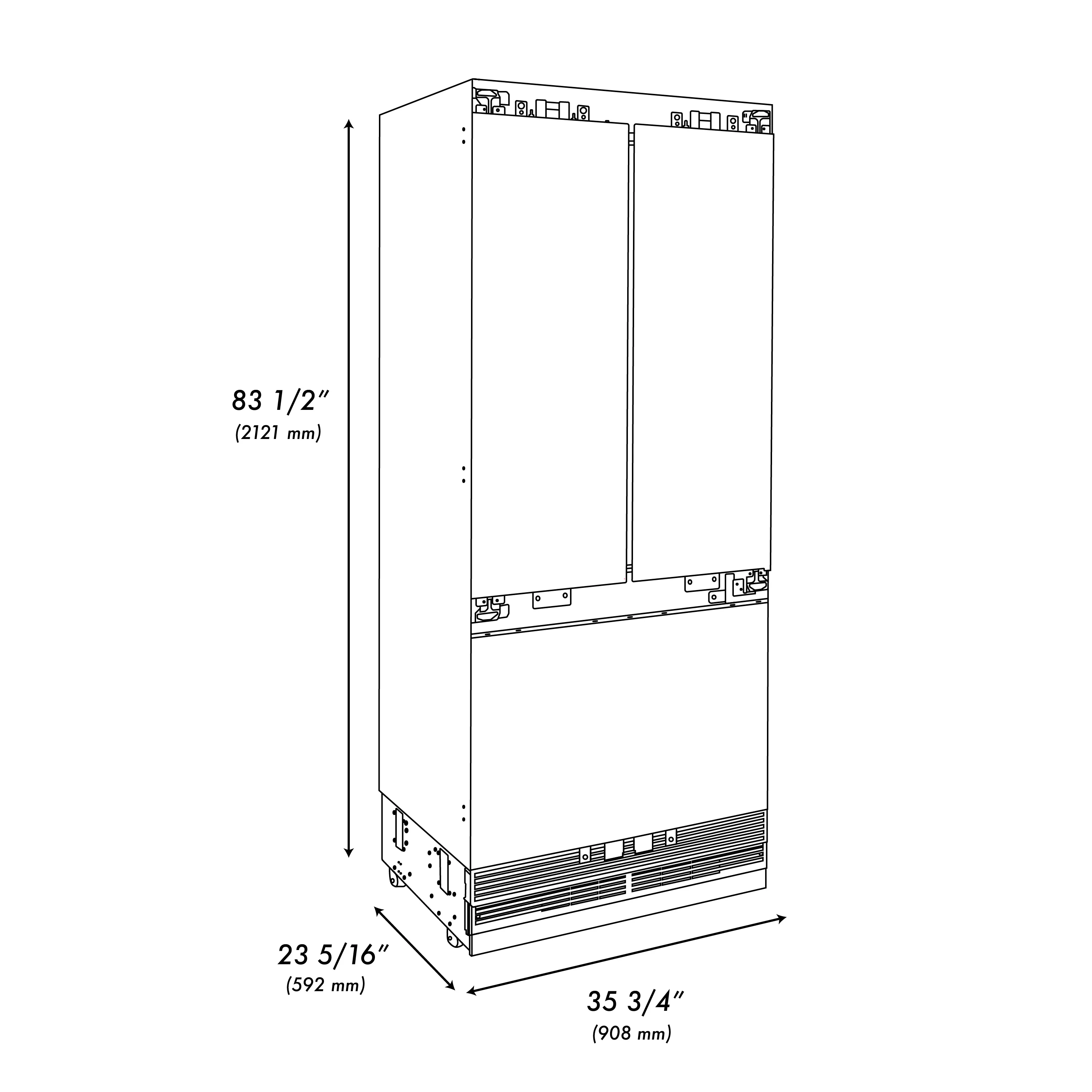 ZLINE Autograph Edition 36 in. 19.6 cu. ft. Panel Ready French Door Built-In Bottom Freezer Refrigerator with Water Dispenser and Ice Maker with Matte Black Accents (RBIVZ-36-MB) - Image 11