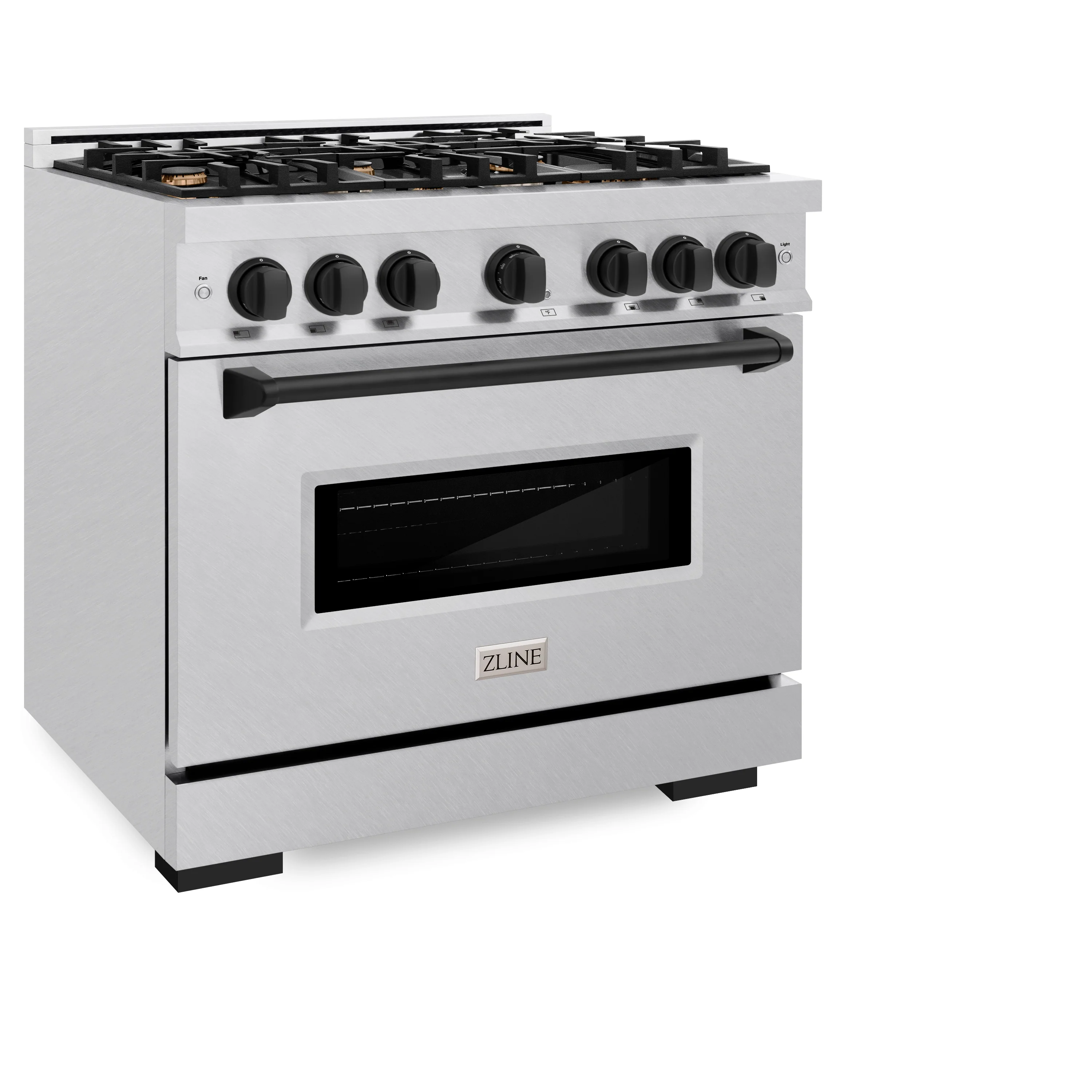 ZLINE Autograph Edition 36 in. 5.2 cu. ft. Classic Dual Fuel Range with 6 Burner Gas Cooktop and Electric Convection Oven in Satin Stainless Steel with Matte Black Accents (CDRSZ-36-MB) - Image 6