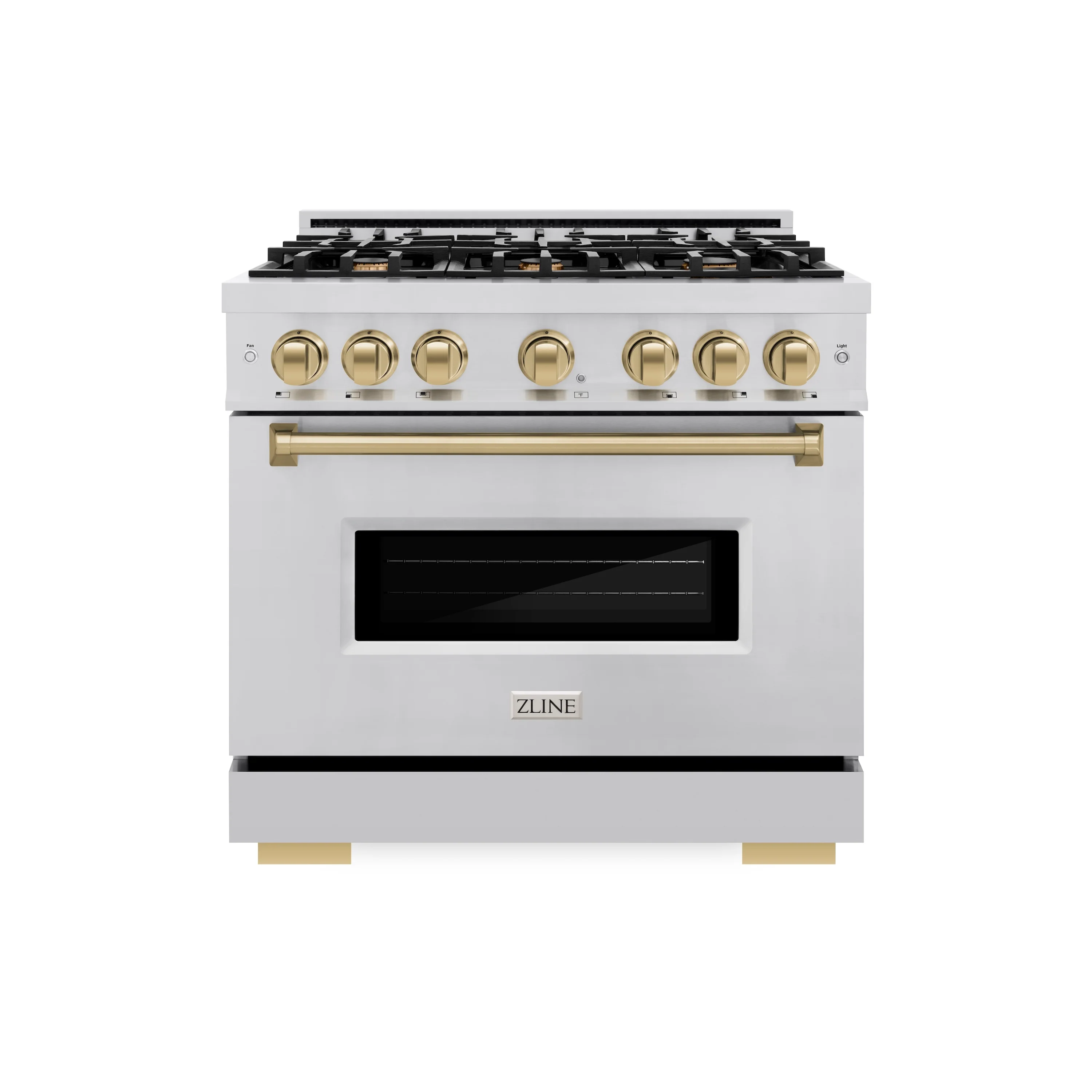 ZLINE Autograph Edition 36 in. 5.2 cu. ft. Classic Dual Fuel Range with 6 Burner Gas Cooktop and Electric Convection Oven in Stainless Steel with Champagne Bronze Accents (CDRZ-36-CB)