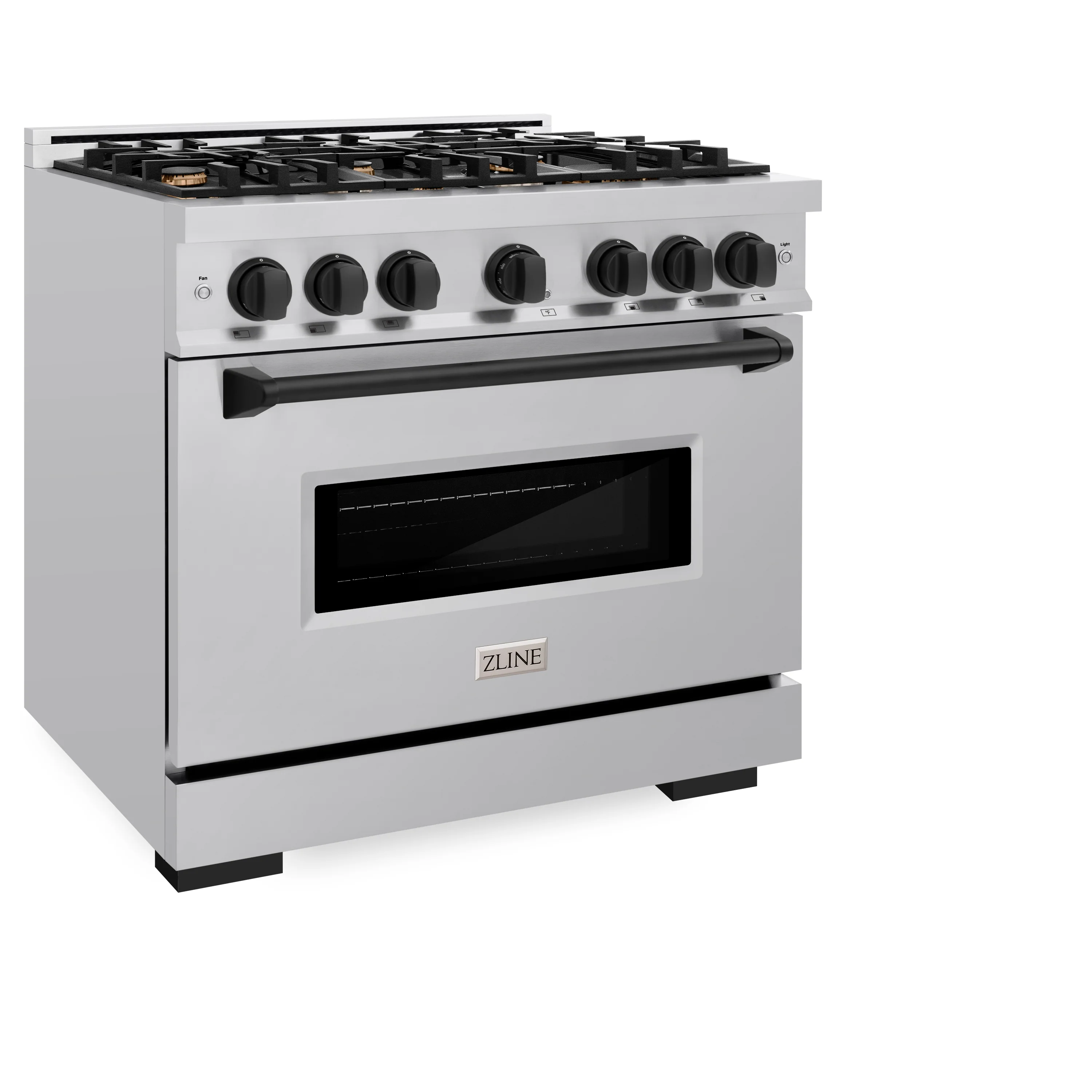 ZLINE Autograph Edition 36 in. 5.2 cu. ft. Classic Dual Fuel Range with 6 Burner Gas Cooktop and Electric Convection Oven in Stainless Steel with Matte Black Accents (CDRZ-36-MB) - Image 4