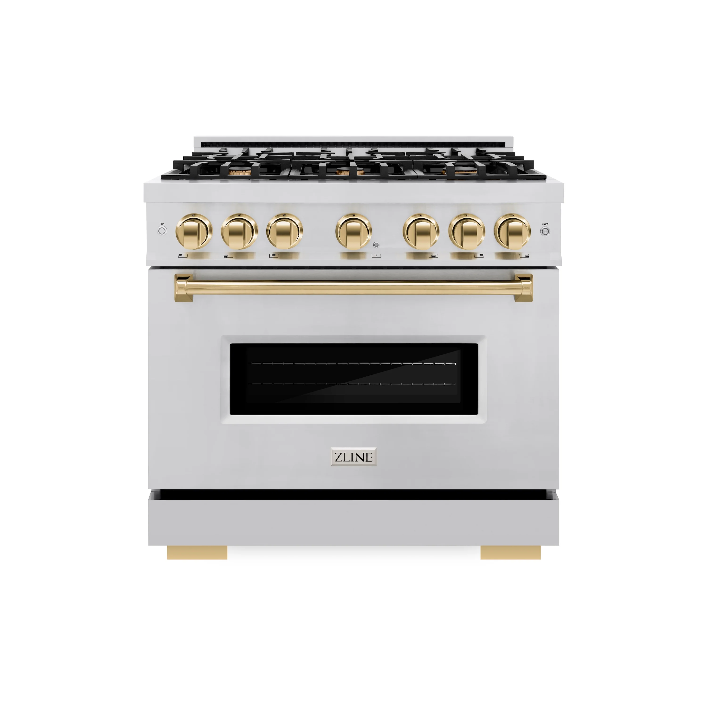 ZLINE Autograph Edition 36 in. 5.2 cu. ft. Classic Dual Fuel Range with 6 Burner Gas Cooktop and Electric Convection Oven in Stainless Steel with Polished Gold Accents (CDRZ-36-G)
