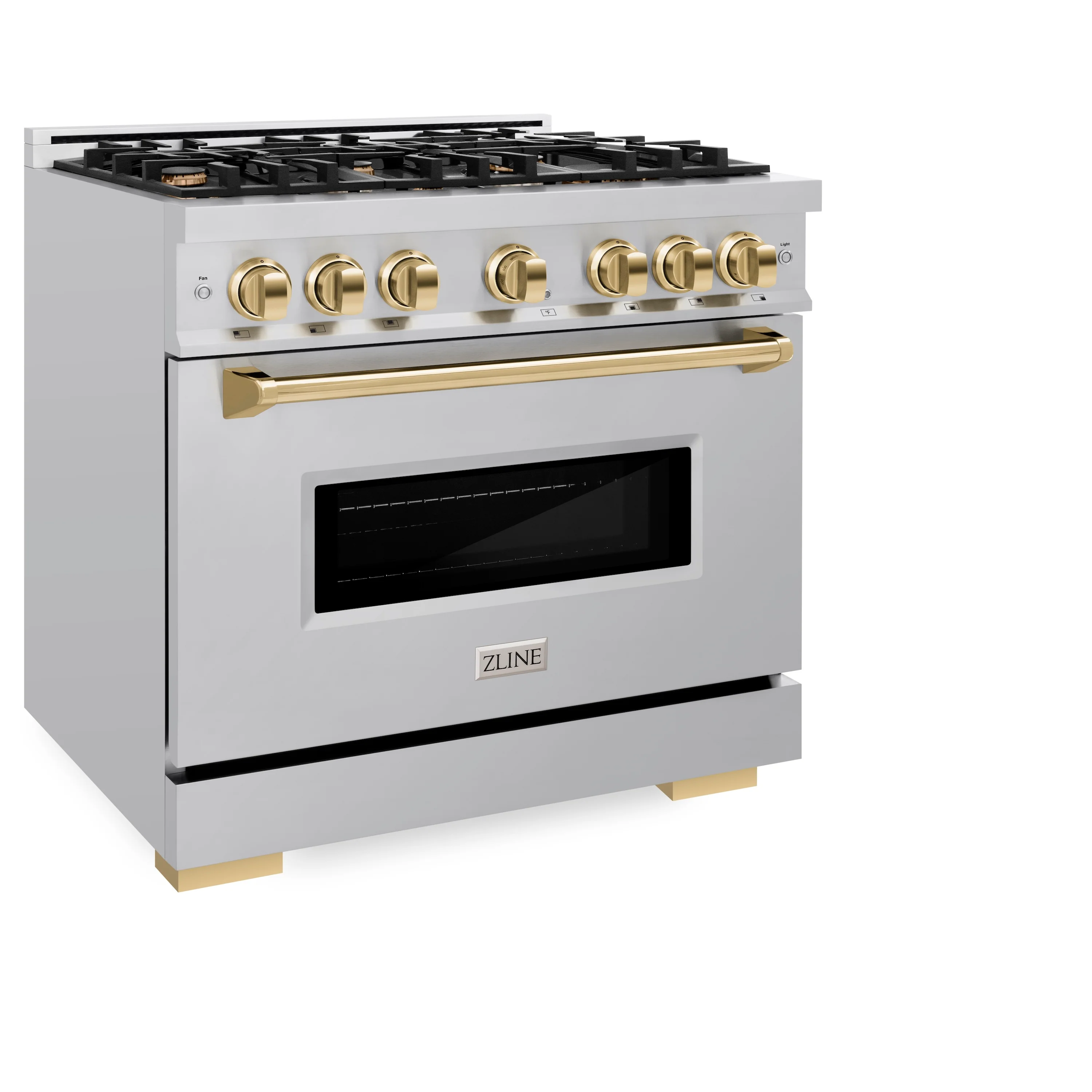 ZLINE Autograph Edition 36 in. 5.2 cu. ft. Classic Dual Fuel Range with 6 Burner Gas Cooktop and Electric Convection Oven in Stainless Steel with Polished Gold Accents (CDRZ-36-G) - Image 5