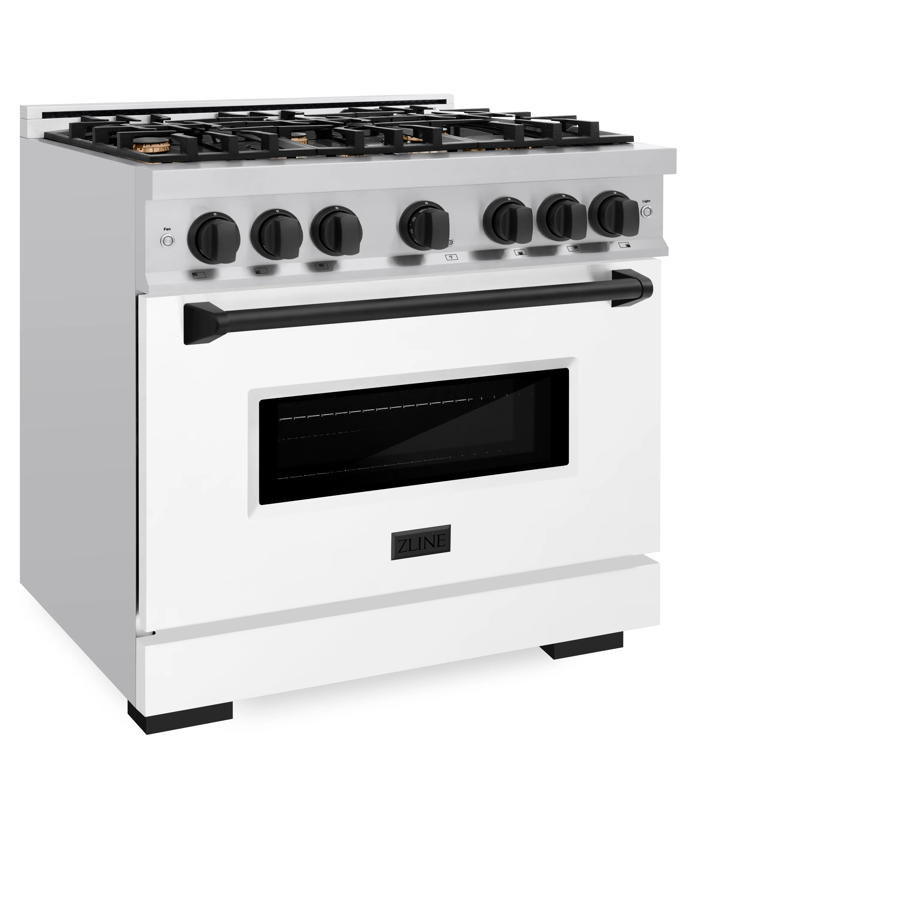 ZLINE Autograph Edition 36 in. 5.2 cu. ft. Classic Dual Fuel Range with 6 Burner Gas Cooktop and Electric Convection Oven in Stainless Steel with White Matte Door and Matte Black Accents (CDRZ-WM-36-MB) - Image 5